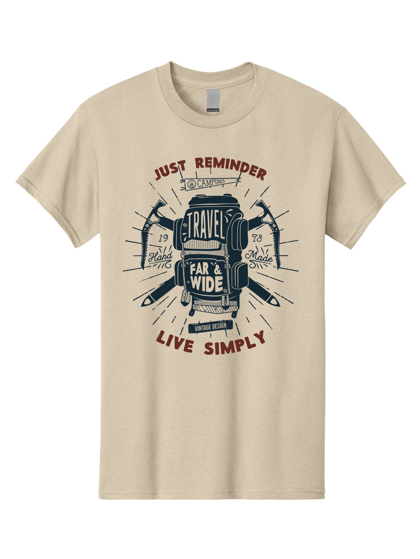 Travel-Far-Wide Men'S Graphic Tee, 100% Cotton, Comfortable Casual Summer Wear, Machine Washable, Travel Inspiration, Adventure, Camping, Vintage Design, Outdoor Lifestyle, Simplicity, Exploration, Wanderlust, Just Reminder, Live Simply Aab958 11