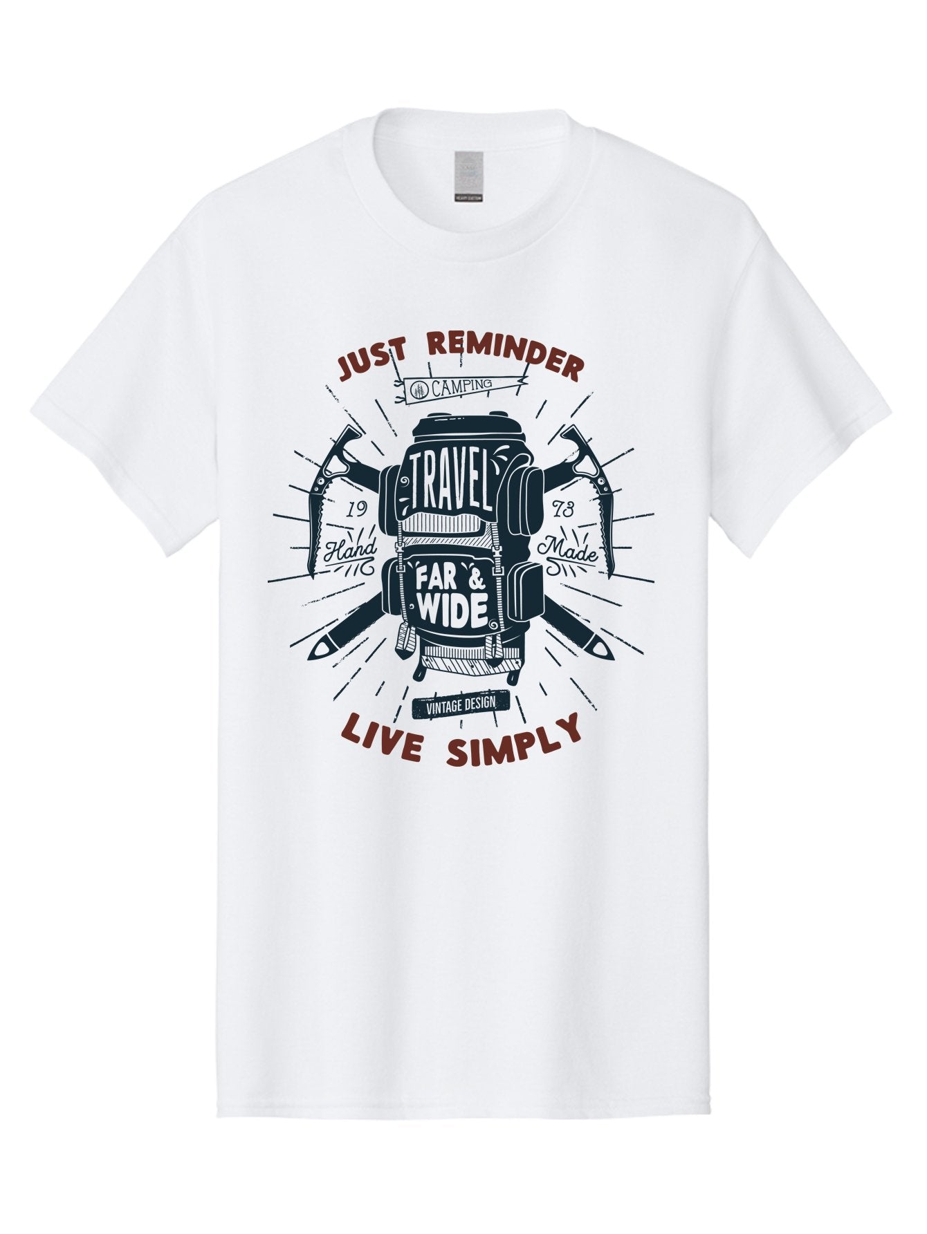 Travel-Far-Wide Men'S Graphic Tee, 100% Cotton, Comfortable Casual Summer Wear, Machine Washable, Travel Inspiration, Adventure, Camping, Vintage Design, Outdoor Lifestyle, Simplicity, Exploration, Wanderlust, Just Reminder, Live Simply Aab958 9