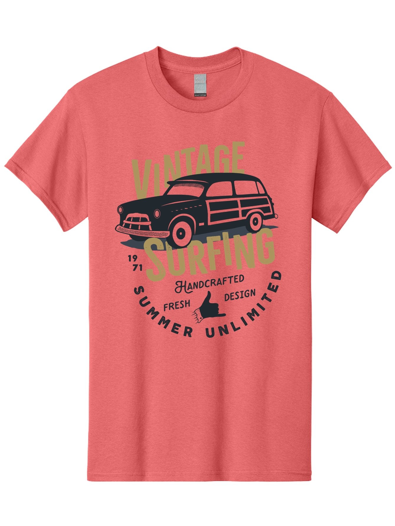 Vintage-Surfing-1 Men'S Graphic Tee, 100% Cotton, Comfortable Casual Summer Wear, Machine Washable, Vintage Surf Car, Retro Surf Culture, Summer Vibes, Surf Inspired Art, Surfer Dude, Cool Car Designs, Classic Surf Style Aab959