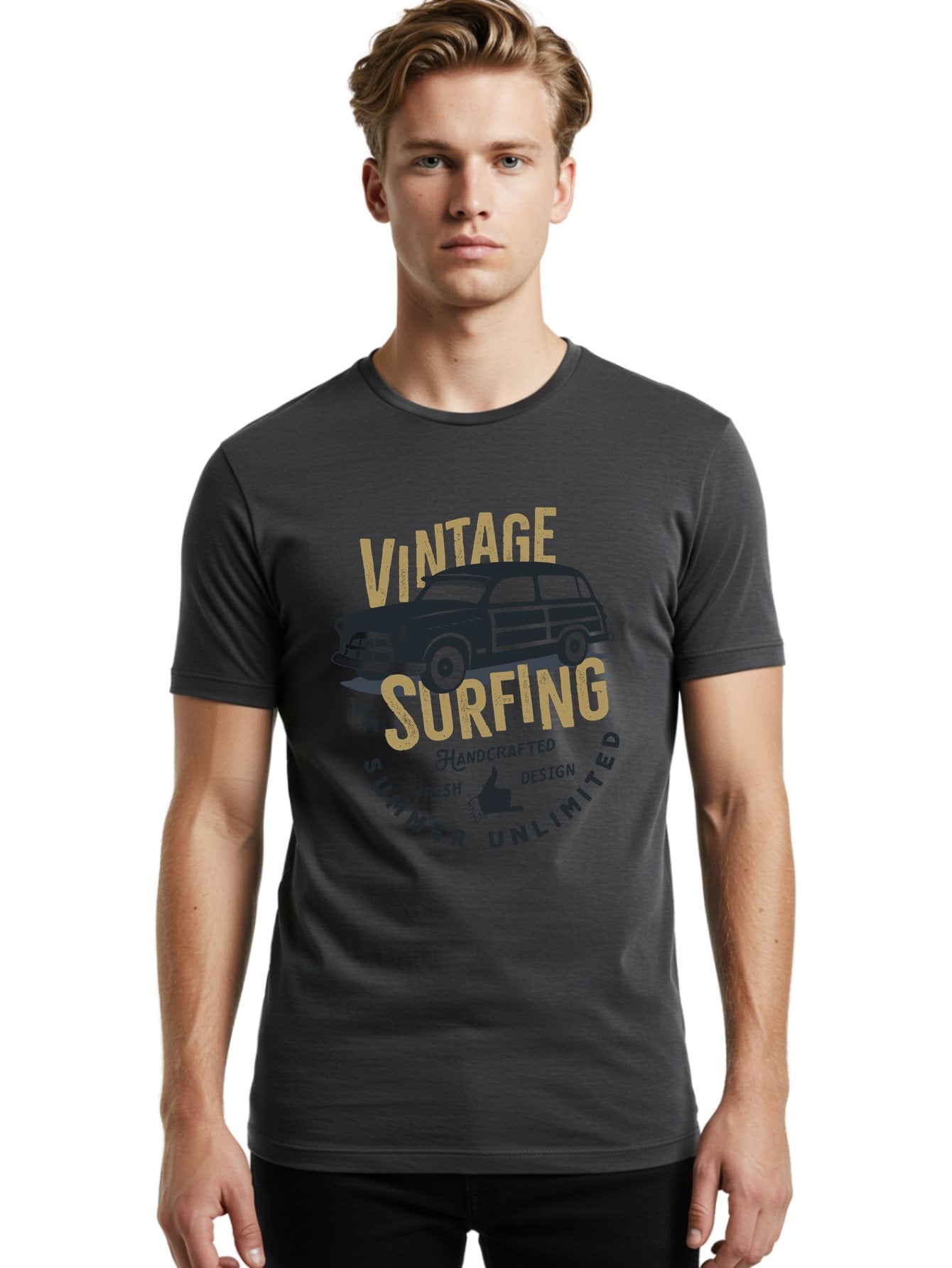 Vintage-Surfing-1 Men'S Graphic Tee, 100% Cotton, Comfortable Casual Summer Wear, Machine Washable, Vintage Surf Car, Retro Surf Culture, Summer Vibes, Surf Inspired Art, Surfer Dude, Cool Car Designs, Classic Surf Style Aab959 29