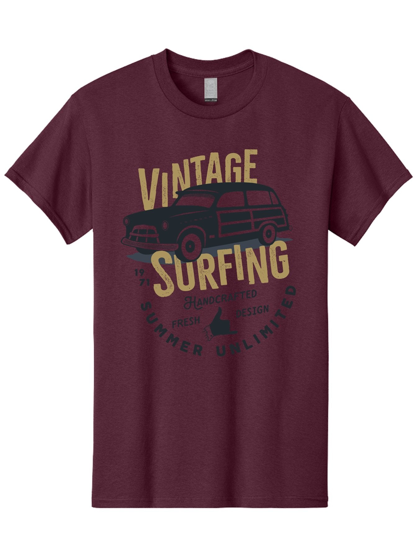 Vintage-Surfing-1 Men'S Graphic Tee, 100% Cotton, Comfortable Casual Summer Wear, Machine Washable, Vintage Surf Car, Retro Surf Culture, Summer Vibes, Surf Inspired Art, Surfer Dude, Cool Car Designs, Classic Surf Style Aab959 4