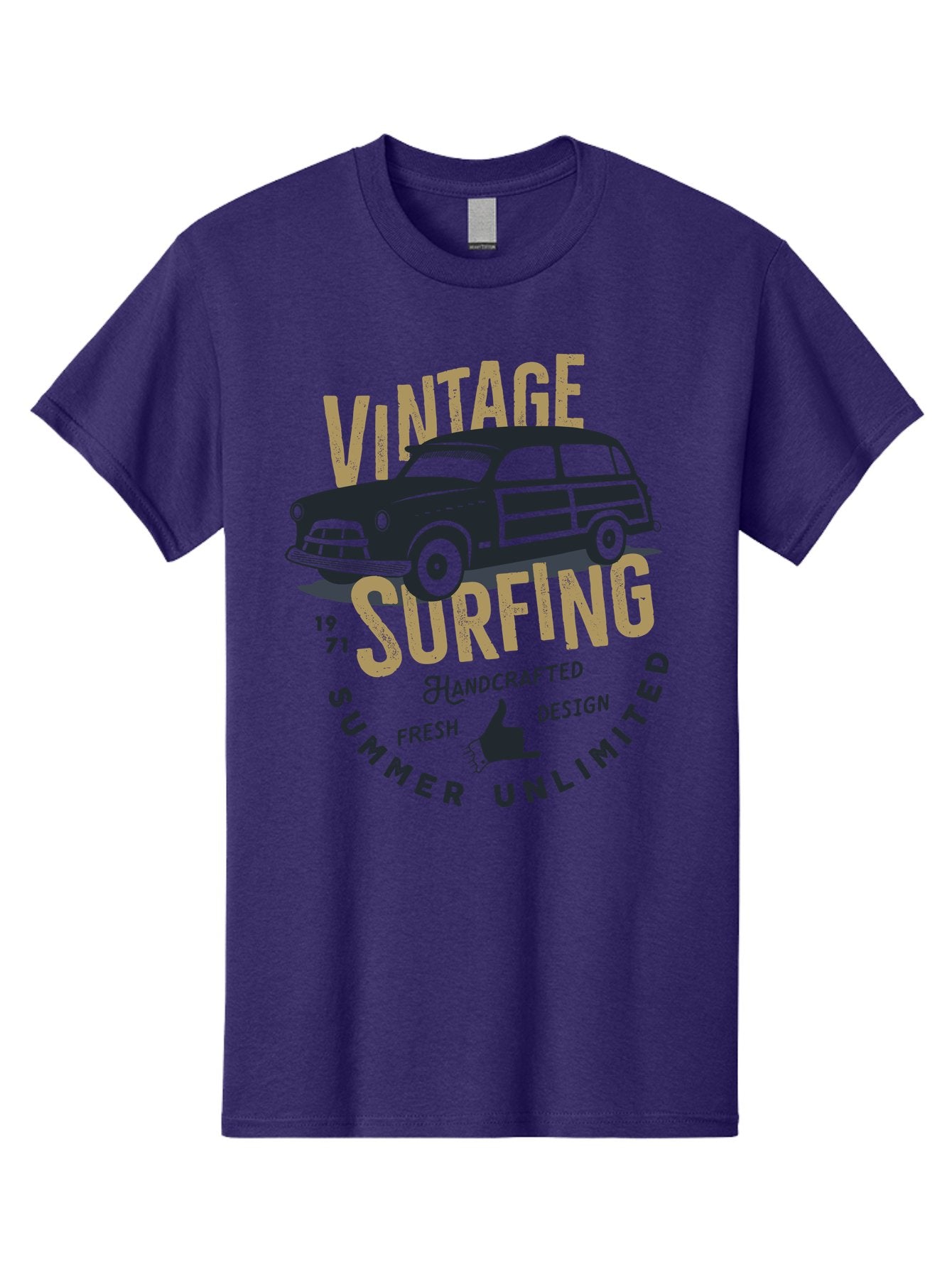 Vintage-Surfing-1 Men'S Graphic Tee, 100% Cotton, Comfortable Casual Summer Wear, Machine Washable, Vintage Surf Car, Retro Surf Culture, Summer Vibes, Surf Inspired Art, Surfer Dude, Cool Car Designs, Classic Surf Style Aab959 3