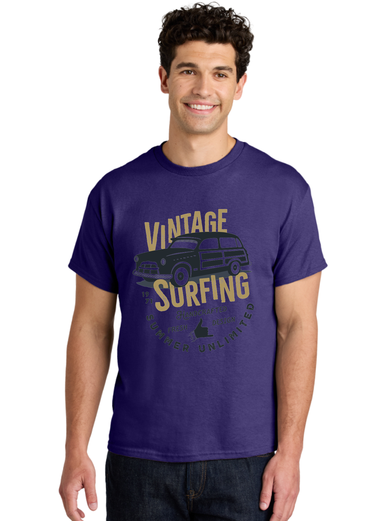 Vintage-Surfing-1 Men'S Graphic Tee, 100% Cotton, Comfortable Casual Summer Wear, Machine Washable, Vintage Surf Car, Retro Surf Culture, Summer Vibes, Surf Inspired Art, Surfer Dude, Cool Car Designs, Classic Surf Style Aab959 18