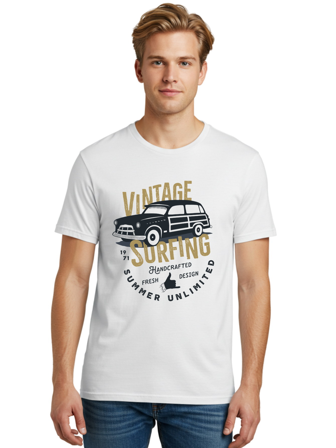 Vintage-Surfing-1 Men'S Graphic Tee, 100% Cotton, Comfortable Casual Summer Wear, Machine Washable, Vintage Surf Car, Retro Surf Culture, Summer Vibes, Surf Inspired Art, Surfer Dude, Cool Car Designs, Classic Surf Style Aab959 14