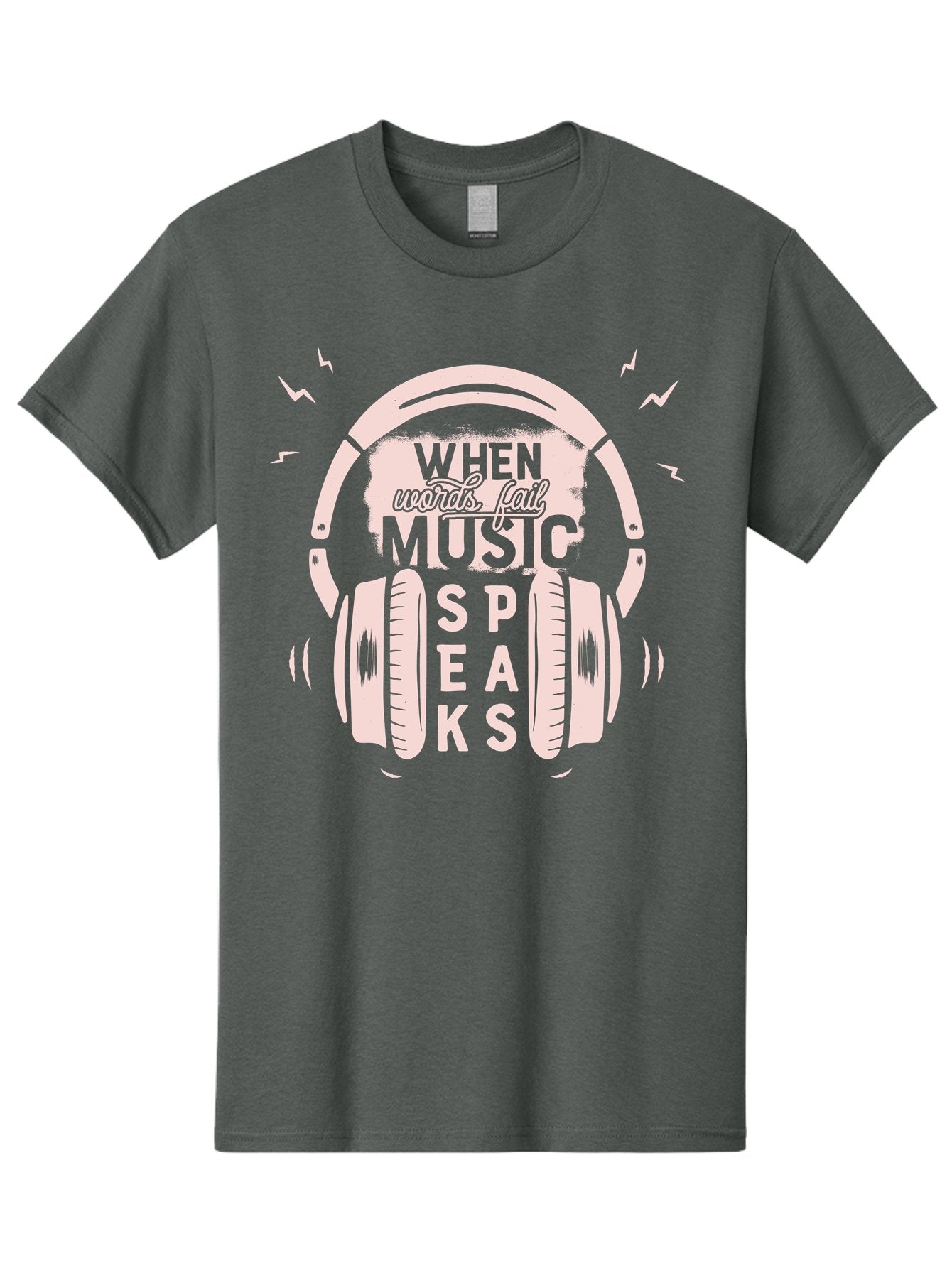 When-Words-Fail-Music-Speaks-Headphones Men'S Graphic Tee, 100% Cotton, Comfortable Casual Summer Wear, Machine Washable, Music Speaks, Inspiring Quotes, Headphone Design, Motivational Phrases, Music Inspiration, Words Of Wisdom, Aab962 8