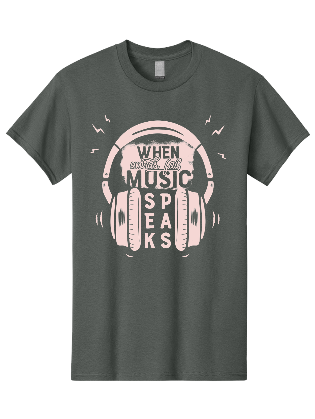 When-Words-Fail-Music-Speaks-Headphones Men'S Graphic Tee, 100% Cotton, Comfortable Casual Summer Wear, Machine Washable, Music Speaks, Inspiring Quotes, Headphone Design, Motivational Phrases, Music Inspiration, Words Of Wisdom, Aab962 11