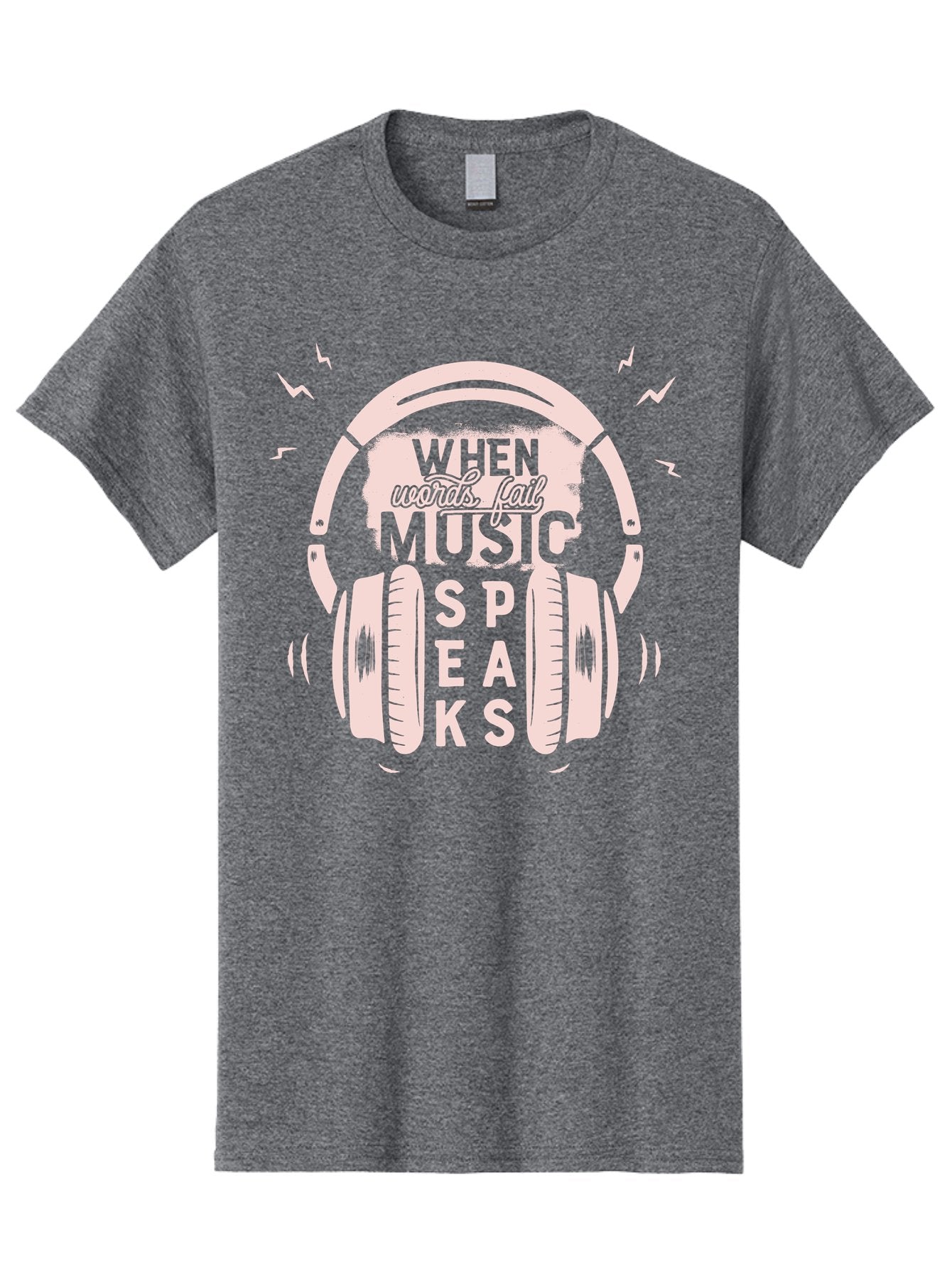 When-Words-Fail-Music-Speaks-Headphones Men'S Graphic Tee, 100% Cotton, Comfortable Casual Summer Wear, Machine Washable, Music Speaks, Inspiring Quotes, Headphone Design, Motivational Phrases, Music Inspiration, Words Of Wisdom, Aab962 5