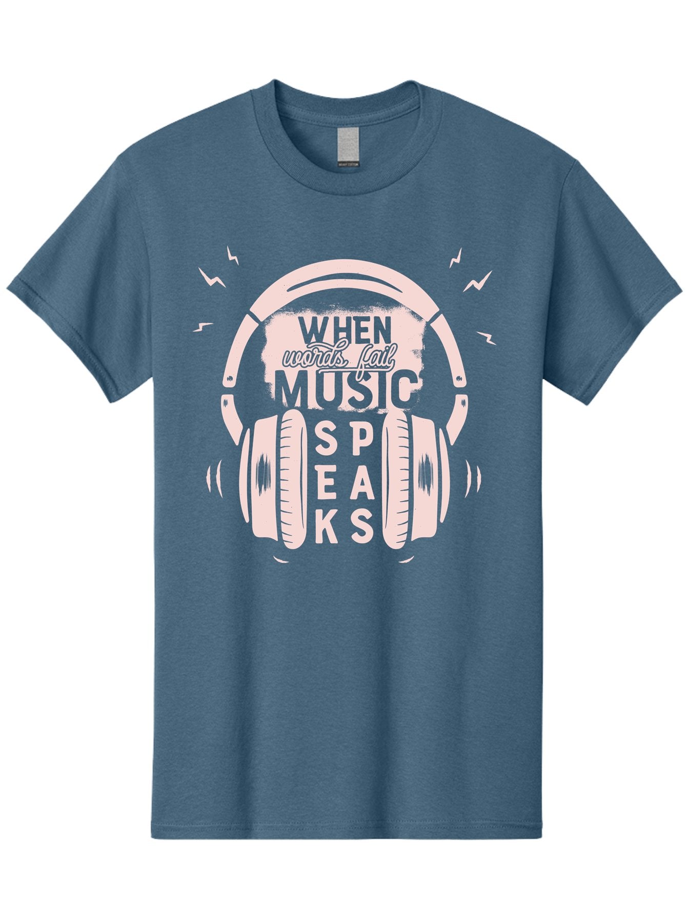 When-Words-Fail-Music-Speaks-Headphones Men'S Graphic Tee, 100% Cotton, Comfortable Casual Summer Wear, Machine Washable, Music Speaks, Inspiring Quotes, Headphone Design, Motivational Phrases, Music Inspiration, Words Of Wisdom, Aab962 6