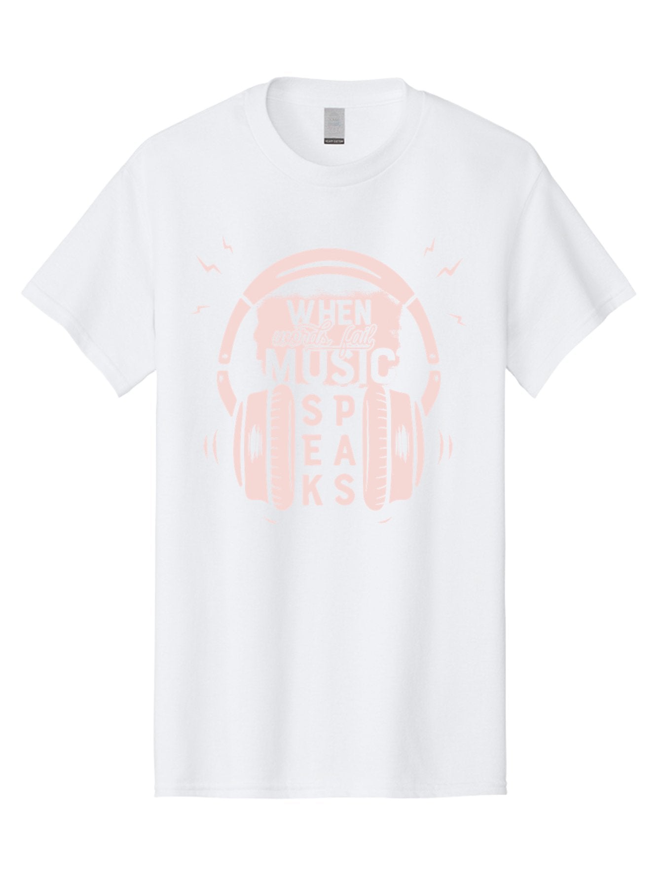 When-Words-Fail-Music-Speaks-Headphones Men'S Graphic Tee, 100% Cotton, Comfortable Casual Summer Wear, Machine Washable, Music Speaks, Inspiring Quotes, Headphone Design, Motivational Phrases, Music Inspiration, Words Of Wisdom, Aab962 11
