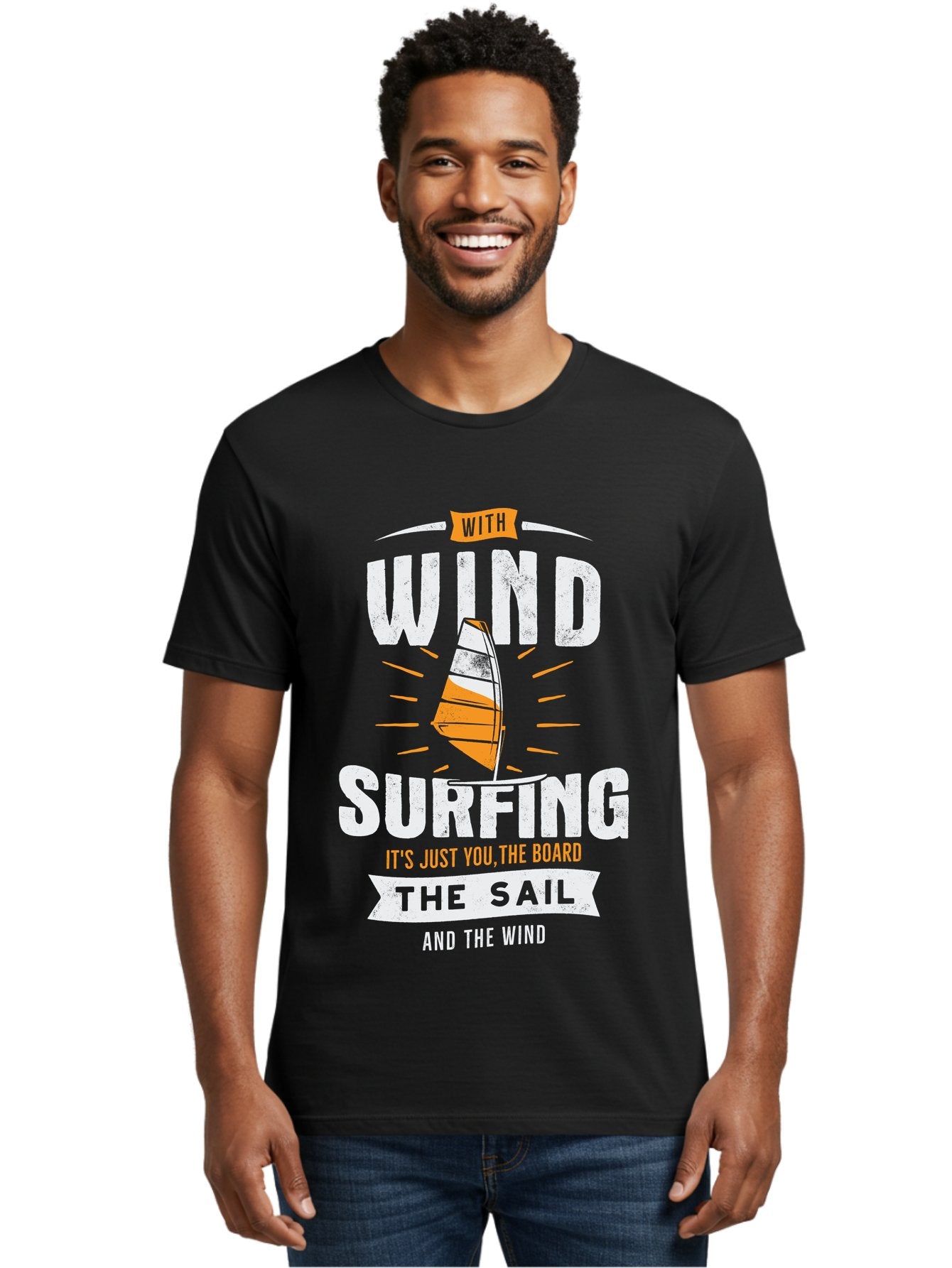 Wind-Surfing Men'S Graphic Tee, 100% Cotton, Comfortable Casual Summer Wear, Machine Washable, Windsurfing, Water Sports, Sailing, Adventure Seekers, Thrill Lovers, Windsurfing Quotes, Sailing Inspiration, Surfing Culture, Extreme Sports, Aab964 29