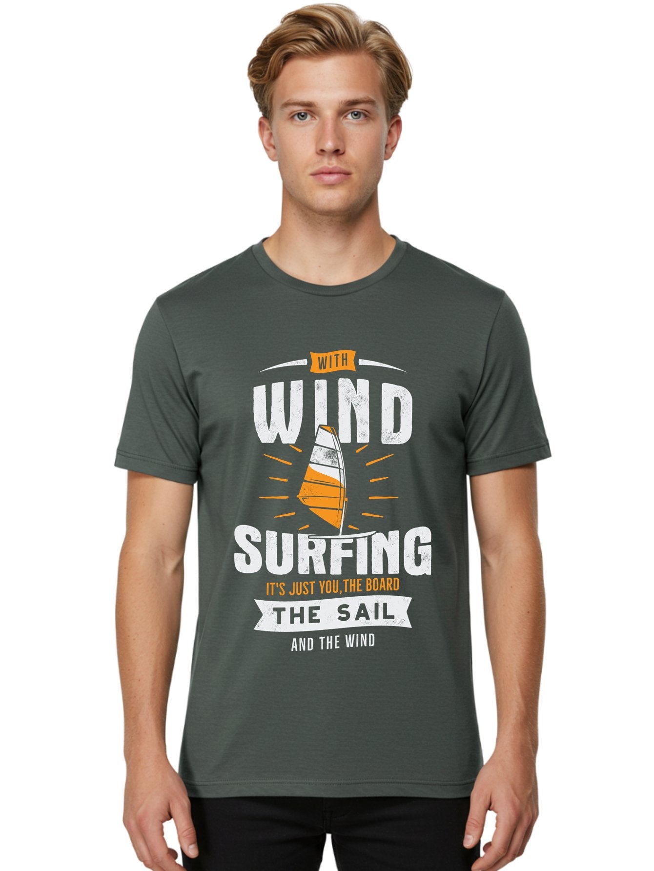 Wind-Surfing Men'S Graphic Tee, 100% Cotton, Comfortable Casual Summer Wear, Machine Washable, Windsurfing, Water Sports, Sailing, Adventure Seekers, Thrill Lovers, Windsurfing Quotes, Sailing Inspiration, Surfing Culture, Extreme Sports, Aab964 16