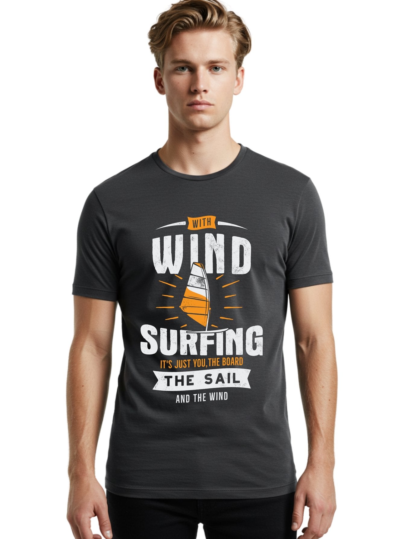 Wind-Surfing Men'S Graphic Tee, 100% Cotton, Comfortable Casual Summer Wear, Machine Washable, Windsurfing, Water Sports, Sailing, Adventure Seekers, Thrill Lovers, Windsurfing Quotes, Sailing Inspiration, Surfing Culture, Extreme Sports, Aab964 24