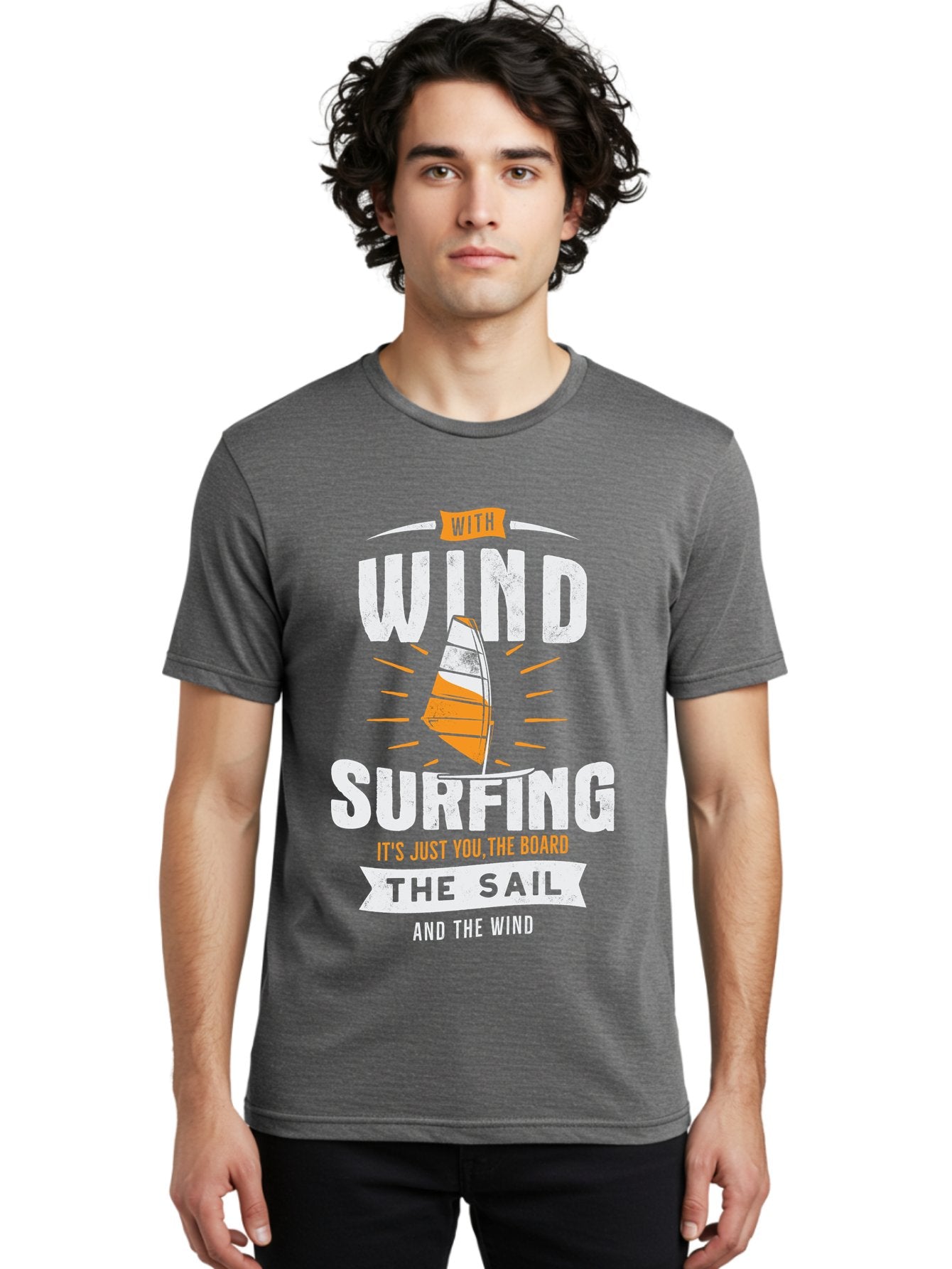 Wind-Surfing Men'S Graphic Tee, 100% Cotton, Comfortable Casual Summer Wear, Machine Washable, Windsurfing, Water Sports, Sailing, Adventure Seekers, Thrill Lovers, Windsurfing Quotes, Sailing Inspiration, Surfing Culture, Extreme Sports, Aab964 23