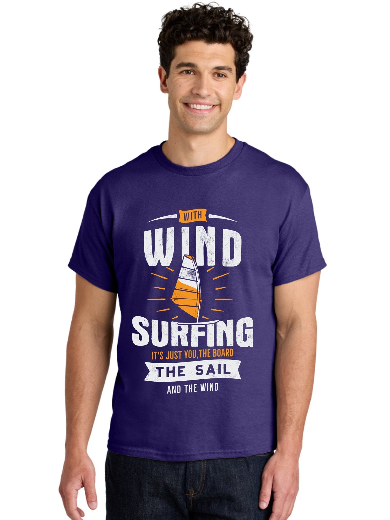 Wind-Surfing Men'S Graphic Tee, 100% Cotton, Comfortable Casual Summer Wear, Machine Washable, Windsurfing, Water Sports, Sailing, Adventure Seekers, Thrill Lovers, Windsurfing Quotes, Sailing Inspiration, Surfing Culture, Extreme Sports, Aab964 25