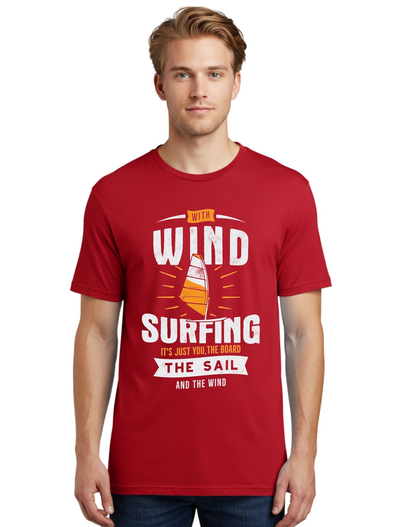 Wind-Surfing Men'S Graphic Tee, 100% Cotton, Comfortable Casual Summer Wear, Machine Washable, Windsurfing, Water Sports, Sailing, Adventure Seekers, Thrill Lovers, Windsurfing Quotes, Sailing Inspiration, Surfing Culture, Extreme Sports, Aab964 30