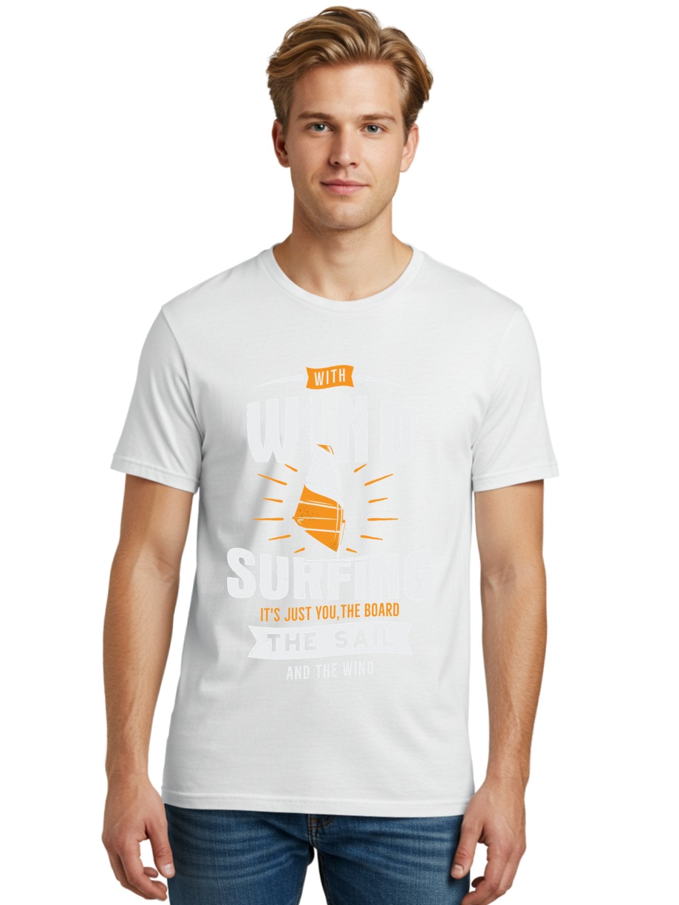 Wind-Surfing Men'S Graphic Tee, 100% Cotton, Comfortable Casual Summer Wear, Machine Washable, Windsurfing, Water Sports, Sailing, Adventure Seekers, Thrill Lovers, Windsurfing Quotes, Sailing Inspiration, Surfing Culture, Extreme Sports, Aab964 21