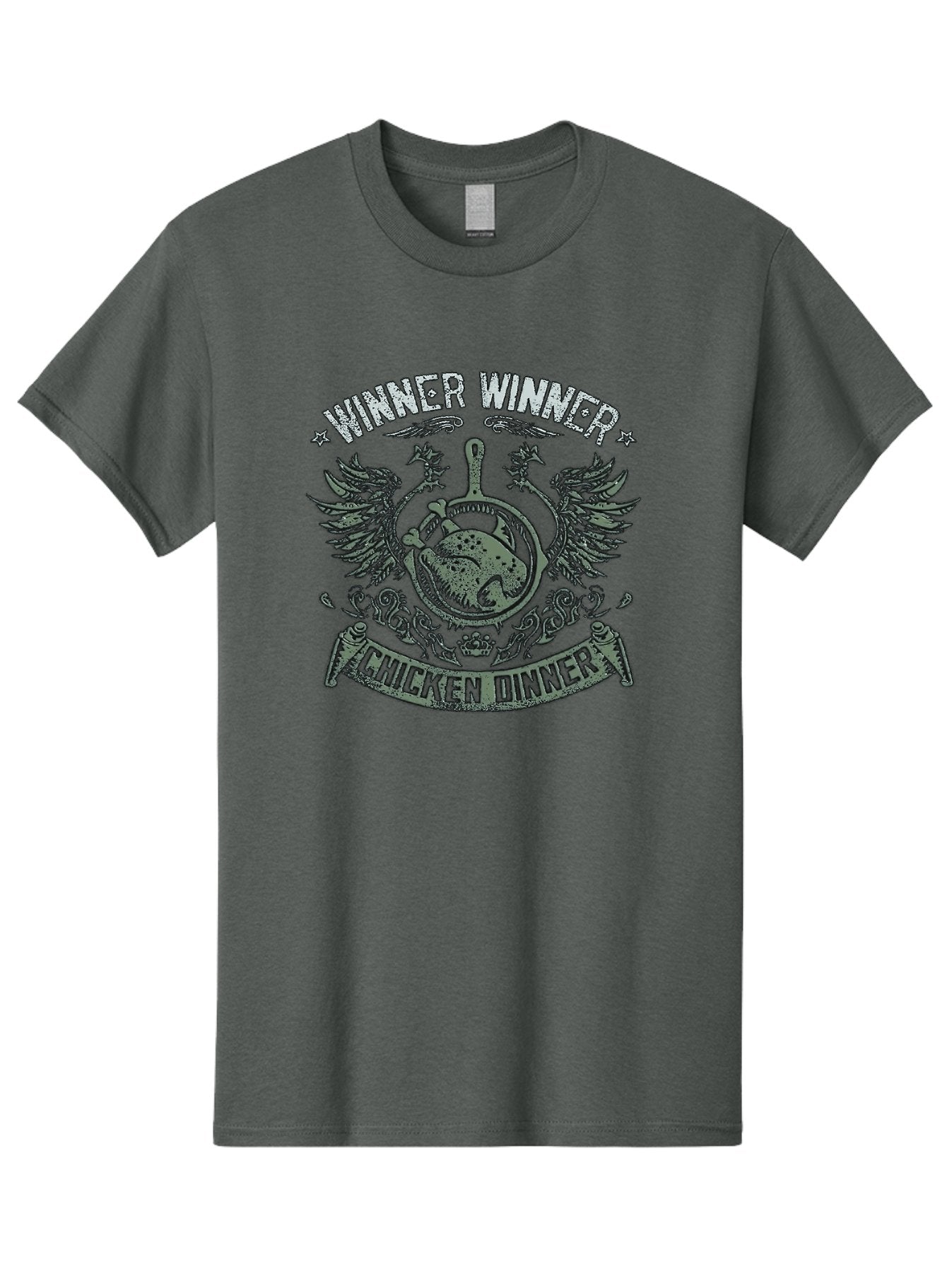 Winner-Winner-Chicken-Dinner Men'S Graphic Tee, 100% Cotton, Comfortable Casual Summer Wear, Machine Washable, Vintage-Style Emblem, Chicken Dinner Logo, Victorious Theme, Culinary Badge, Winner Winner, Chicken Dinner, Bold Typography, Aab965 10