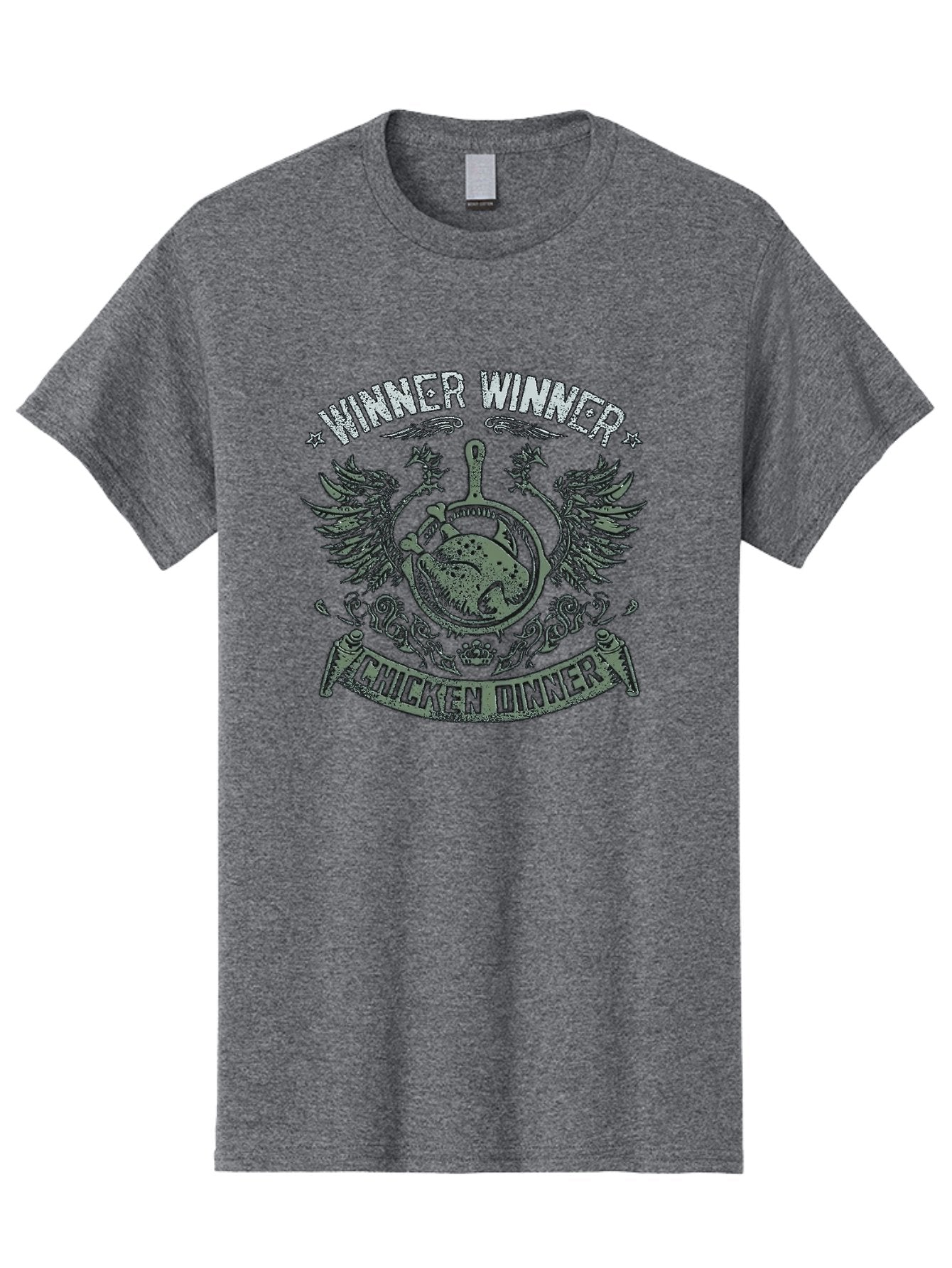 Winner-Winner-Chicken-Dinner Men'S Graphic Tee, 100% Cotton, Comfortable Casual Summer Wear, Machine Washable, Vintage-Style Emblem, Chicken Dinner Logo, Victorious Theme, Culinary Badge, Winner Winner, Chicken Dinner, Bold Typography, Aab965 6