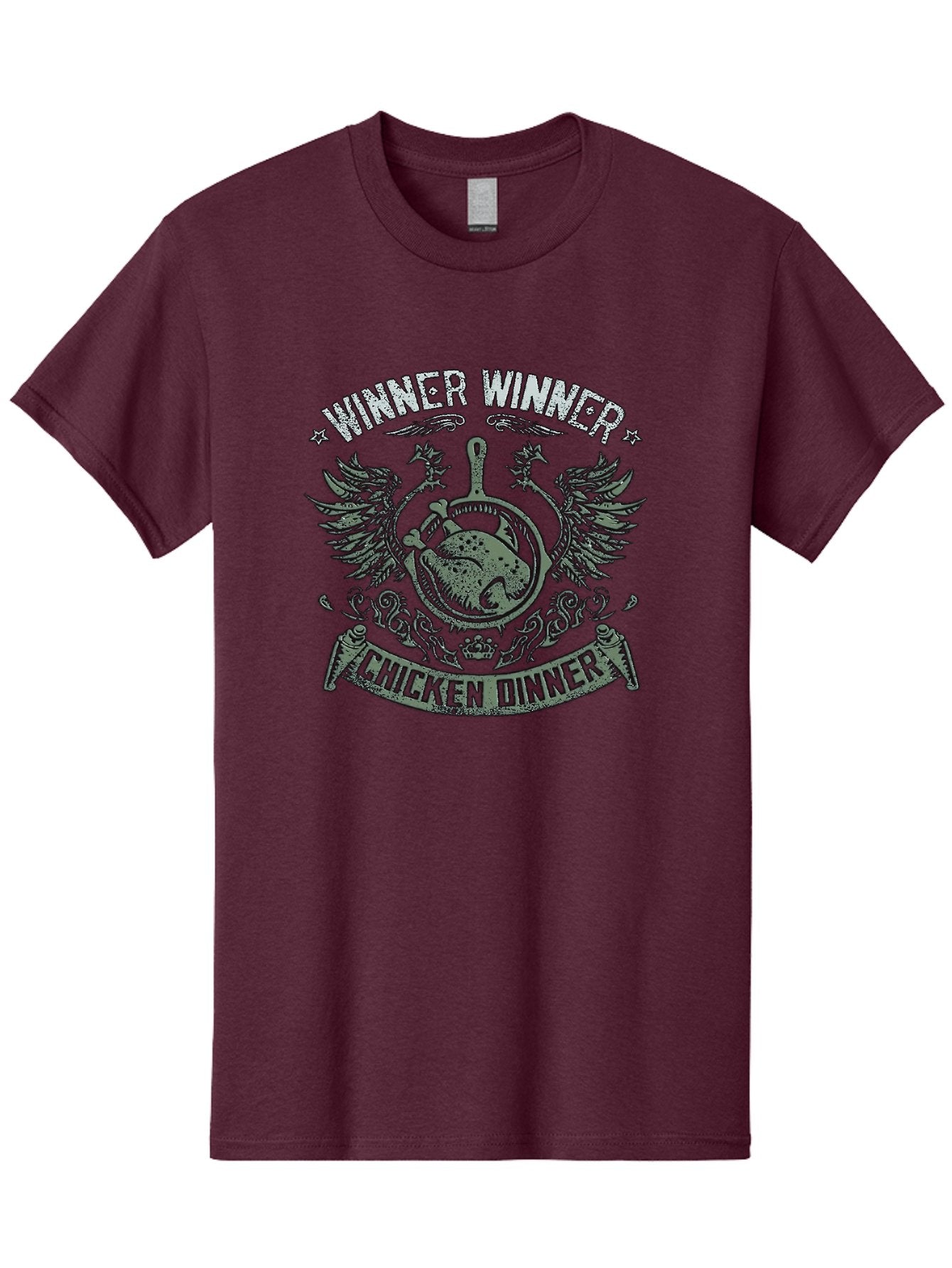 Winner-Winner-Chicken-Dinner Men'S Graphic Tee, 100% Cotton, Comfortable Casual Summer Wear, Machine Washable, Vintage-Style Emblem, Chicken Dinner Logo, Victorious Theme, Culinary Badge, Winner Winner, Chicken Dinner, Bold Typography, Aab965 9