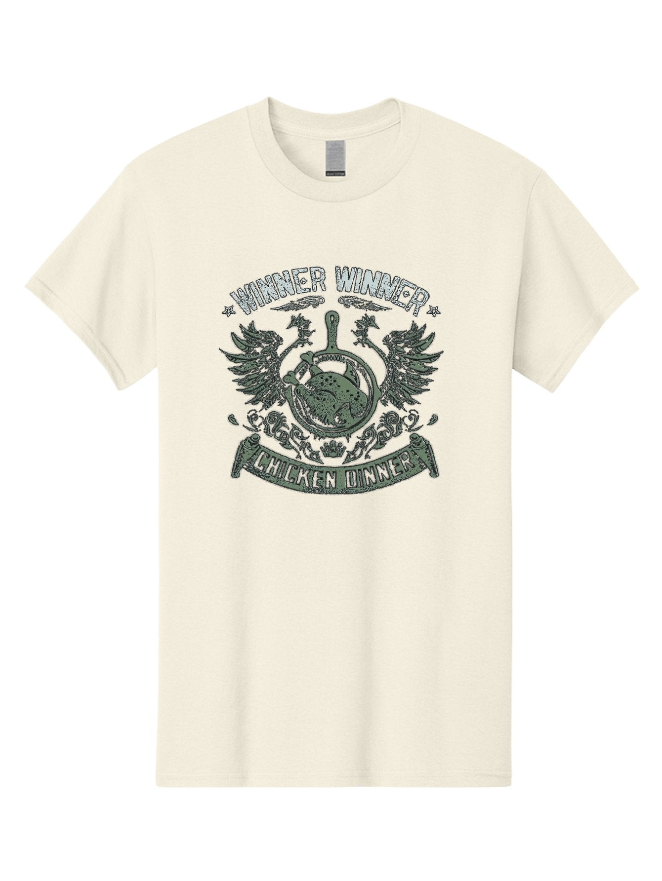 Winner-Winner-Chicken-Dinner Men'S Graphic Tee, 100% Cotton, Comfortable Casual Summer Wear, Machine Washable, Vintage-Style Emblem, Chicken Dinner Logo, Victorious Theme, Culinary Badge, Winner Winner, Chicken Dinner, Bold Typography, Aab965