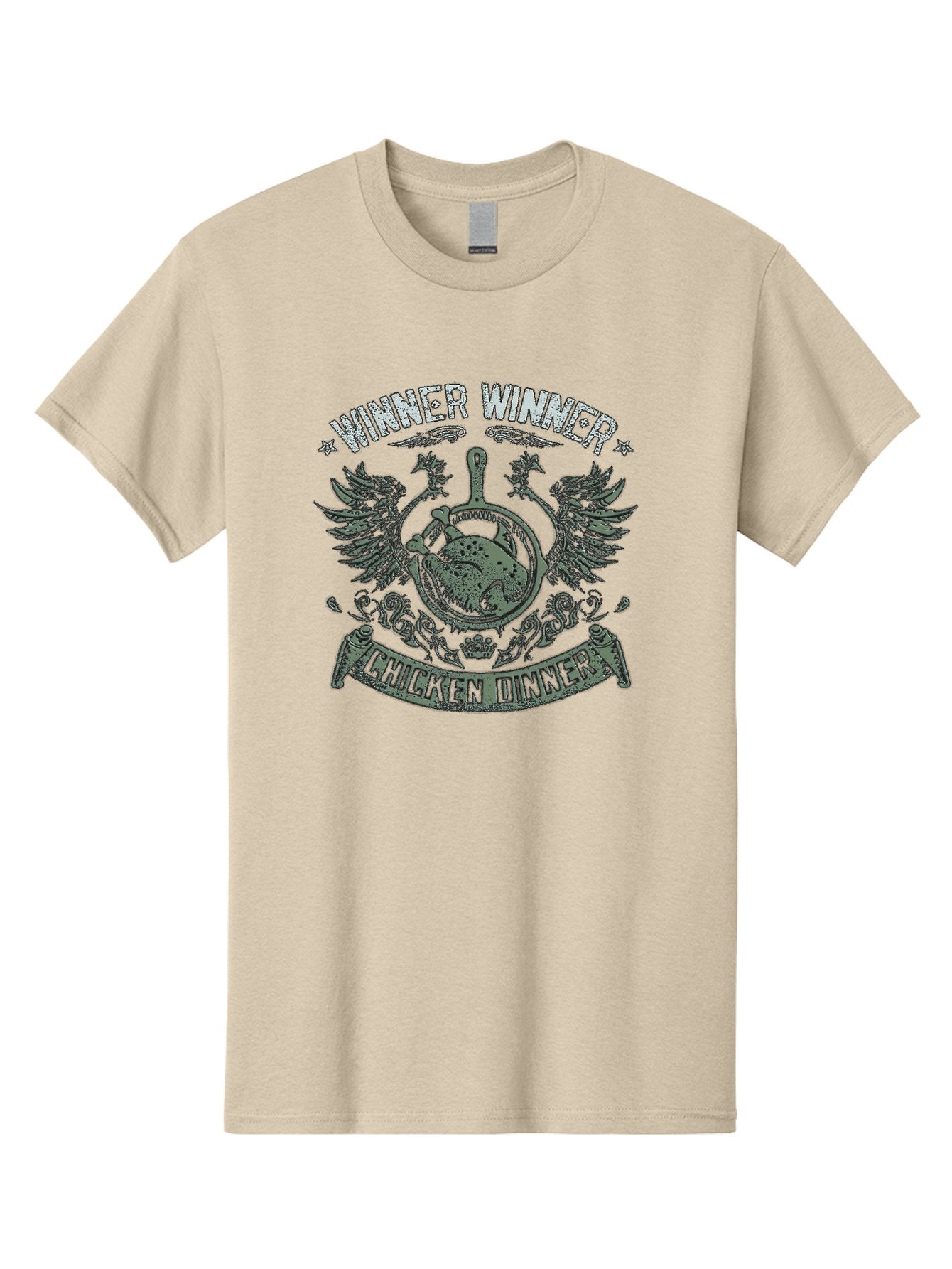 Winner-Winner-Chicken-Dinner Men'S Graphic Tee, 100% Cotton, Comfortable Casual Summer Wear, Machine Washable, Vintage-Style Emblem, Chicken Dinner Logo, Victorious Theme, Culinary Badge, Winner Winner, Chicken Dinner, Bold Typography, Aab965 8