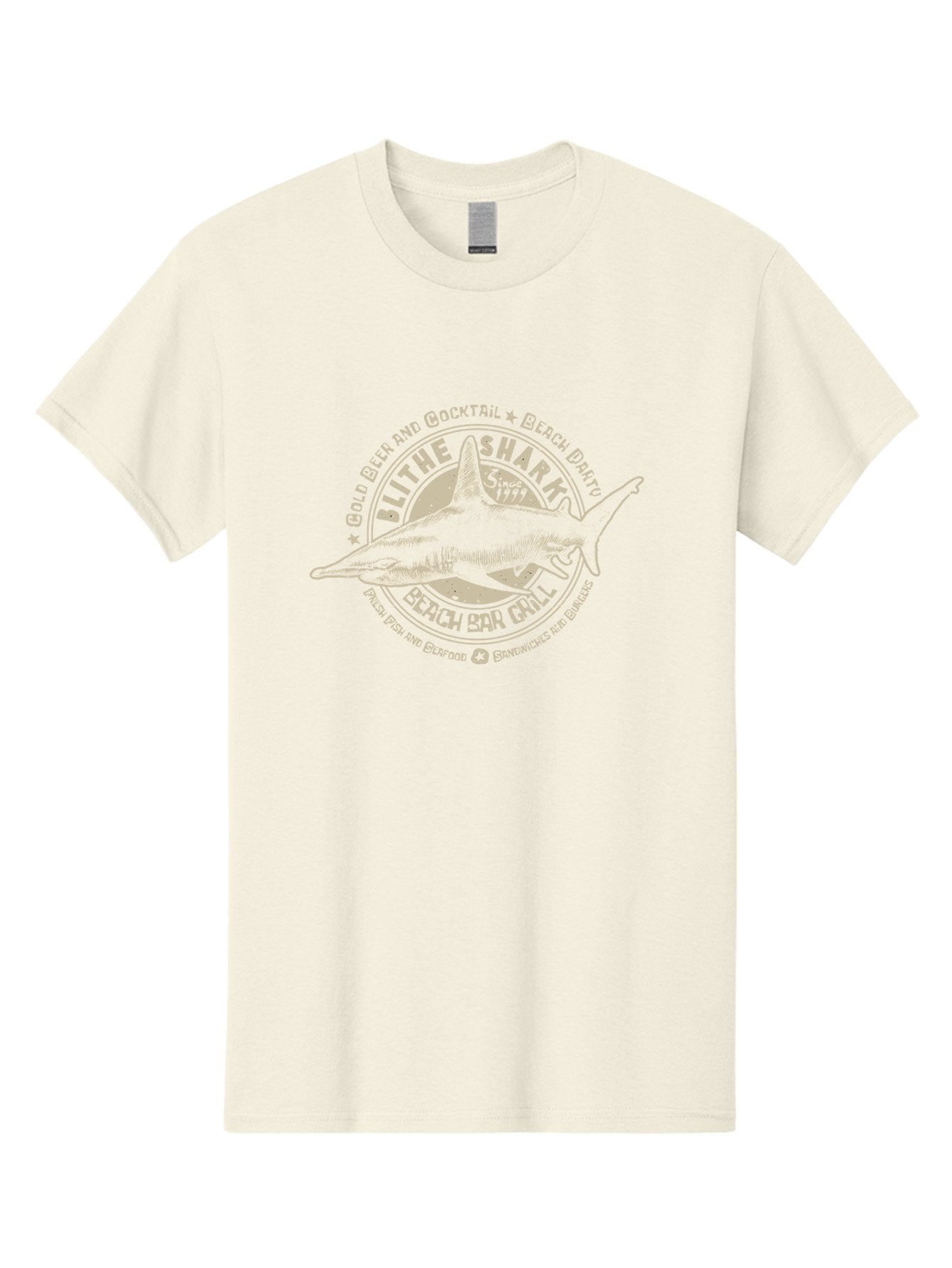Blithe-Shark Men'S Graphic Tee, 100% Cotton, Comfortable Casual Summer Wear, Machine Washable, Beach Bar Grill, Seafood Restaurant, Cold Beer, Cocktails, Beach Party, Fresh Fish, Sandwiches, Burgers, Casual Dining, Blithe Shark, Beach Food Aab966 10