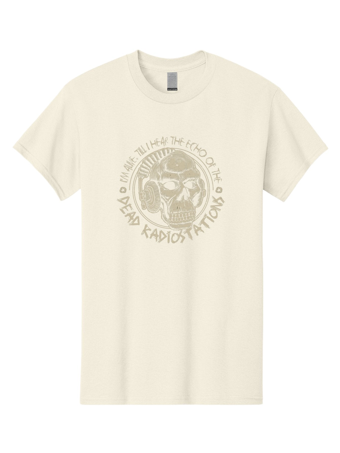 Dead-Radiostations Men'S Graphic Tee, 100% Cotton, Comfortable Casual Summer Wear, Machine Washable, Skull Wearing Headphones, Dead Radio Stations, Music Lover, Grunge Style, Monochromatic Art, Edgy Illustration, Dark Aesthetic, Aab967 11