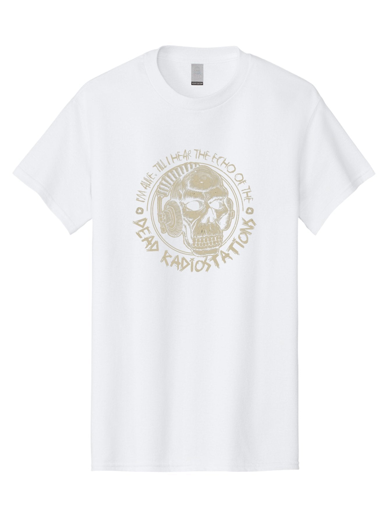 Dead-Radiostations Men'S Graphic Tee, 100% Cotton, Comfortable Casual Summer Wear, Machine Washable, Skull Wearing Headphones, Dead Radio Stations, Music Lover, Grunge Style, Monochromatic Art, Edgy Illustration, Dark Aesthetic, Aab967 8