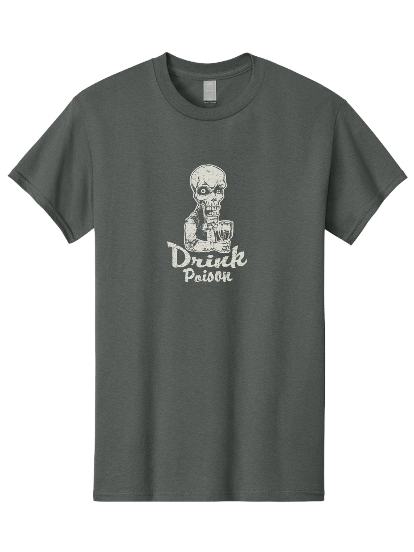 Drink-Poison Men'S Graphic Tee, 100% Cotton, Comfortable Casual Summer Wear, Machine Washable, Skeleton Holding A Glass, Dark Humor, Toxic Drink, Skull Character, Gothic Illustration, Grunge Style, Creepy Design, Poison Warning, Skull Artwork, Aab968 5