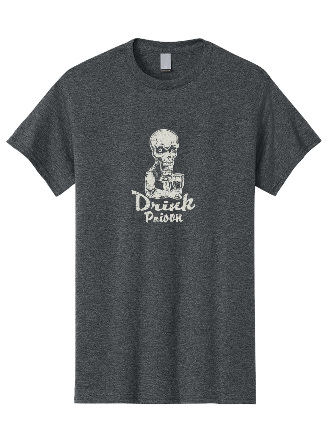 Drink-Poison Men'S Graphic Tee, 100% Cotton, Comfortable Casual Summer Wear, Machine Washable, Skeleton Holding A Glass, Dark Humor, Toxic Drink, Skull Character, Gothic Illustration, Grunge Style, Creepy Design, Poison Warning, Skull Artwork, Aab968 13