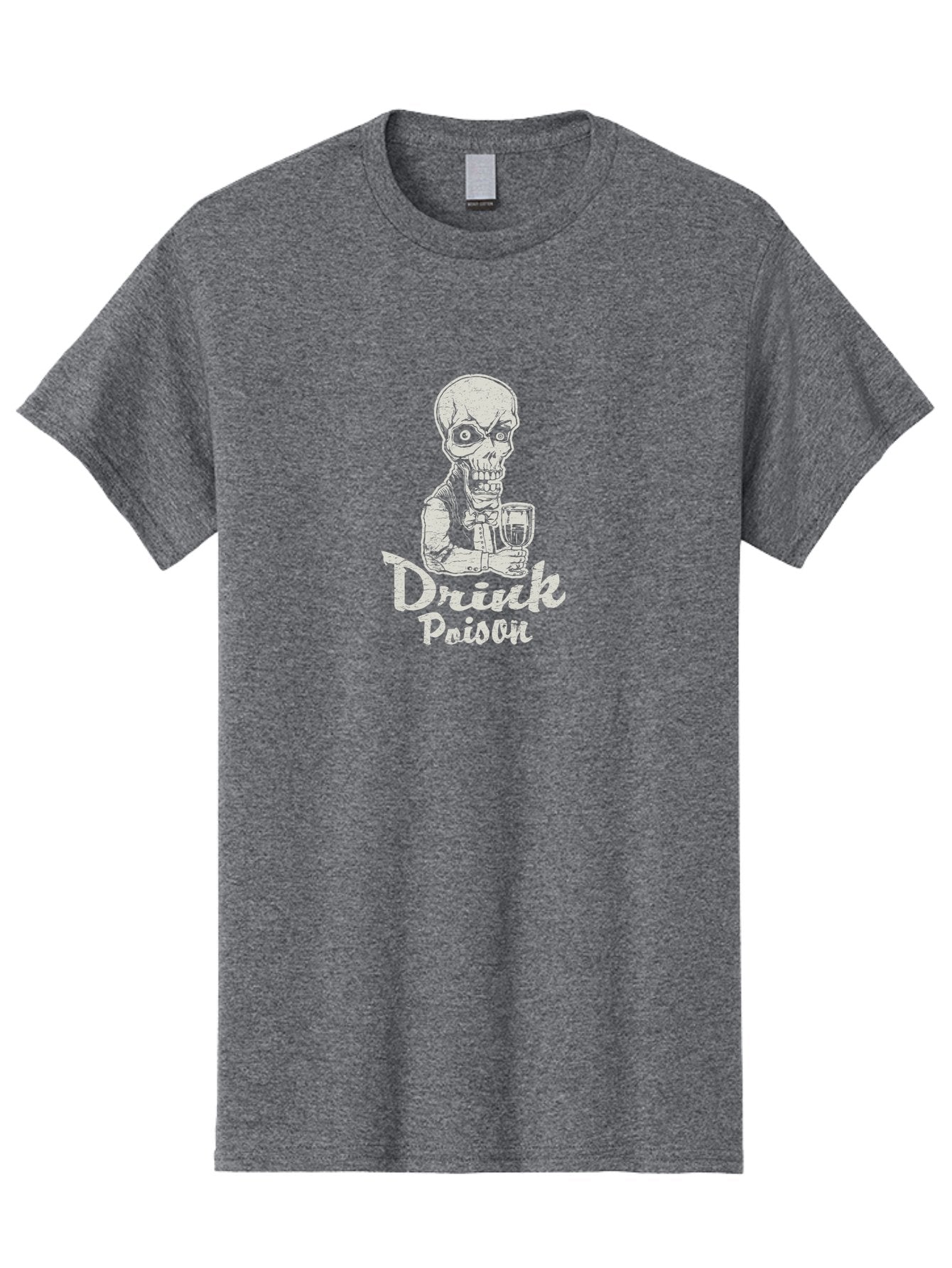 Drink-Poison Men'S Graphic Tee, 100% Cotton, Comfortable Casual Summer Wear, Machine Washable, Skeleton Holding A Glass, Dark Humor, Toxic Drink, Skull Character, Gothic Illustration, Grunge Style, Creepy Design, Poison Warning, Skull Artwork, Aab968 4