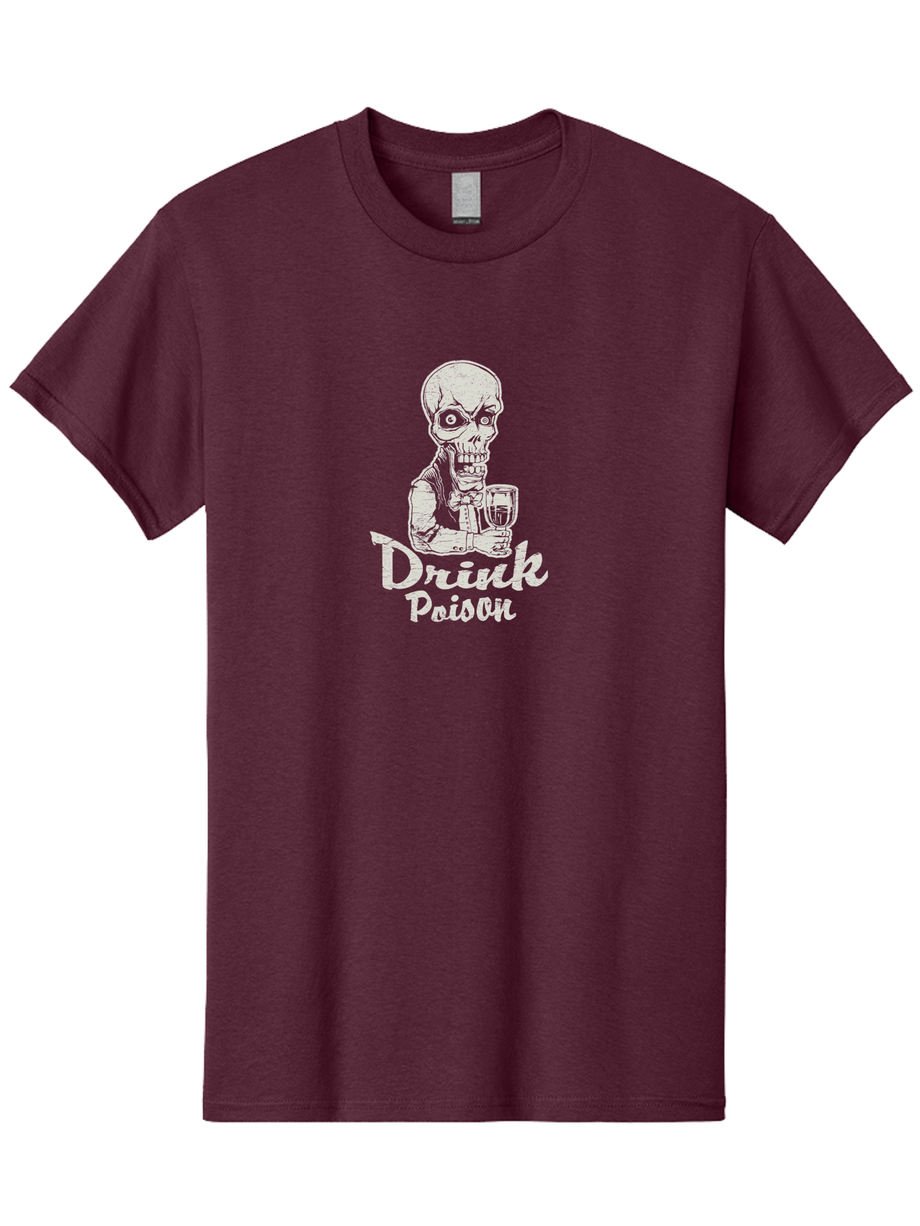 Drink-Poison Men'S Graphic Tee, 100% Cotton, Comfortable Casual Summer Wear, Machine Washable, Skeleton Holding A Glass, Dark Humor, Toxic Drink, Skull Character, Gothic Illustration, Grunge Style, Creepy Design, Poison Warning, Skull Artwork, Aab968 17