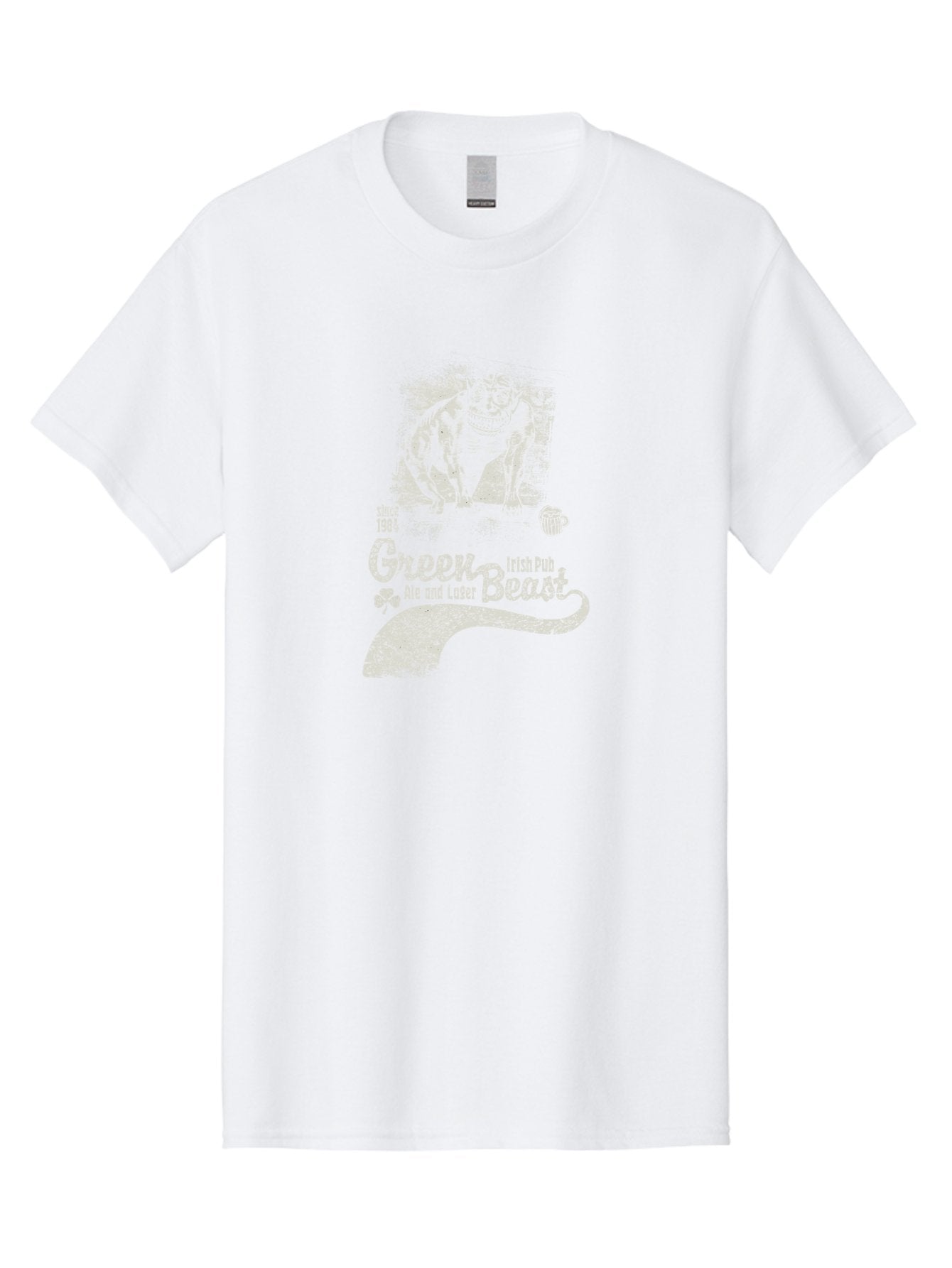 Green-Beast-Irish-Pub Men'S Graphic Tee, 100% Cotton, Comfortable Casual Summer Wear, Machine Washable, Irish Pub, Monster Drawing, Ale And Lager, Beer Mug, Since 1984, Four-Leaf Clover, Bar Signage, Pub Decor, Irish Heritage Aab969 9