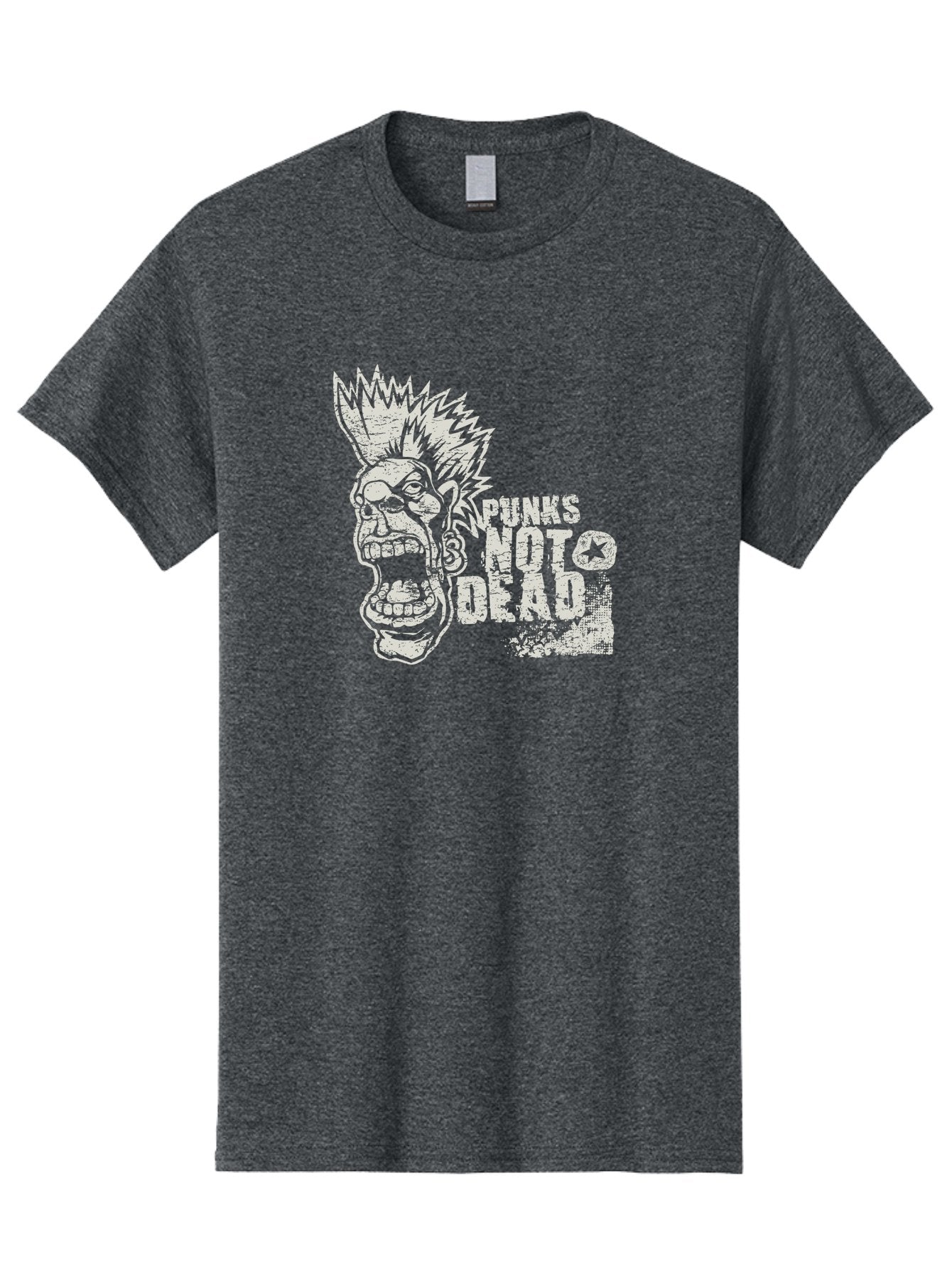 Punks-Not-Dead Men'S Graphic Tee, 100% Cotton, Comfortable Casual Summer Wear, Machine Washable, Punk Rock Illustration, Mohawk Hairstyle, Screaming Face, Punk Not Dead Slogan, Bold Typography, Punk Rebellion, Grunge Aesthetic, Aab970 14