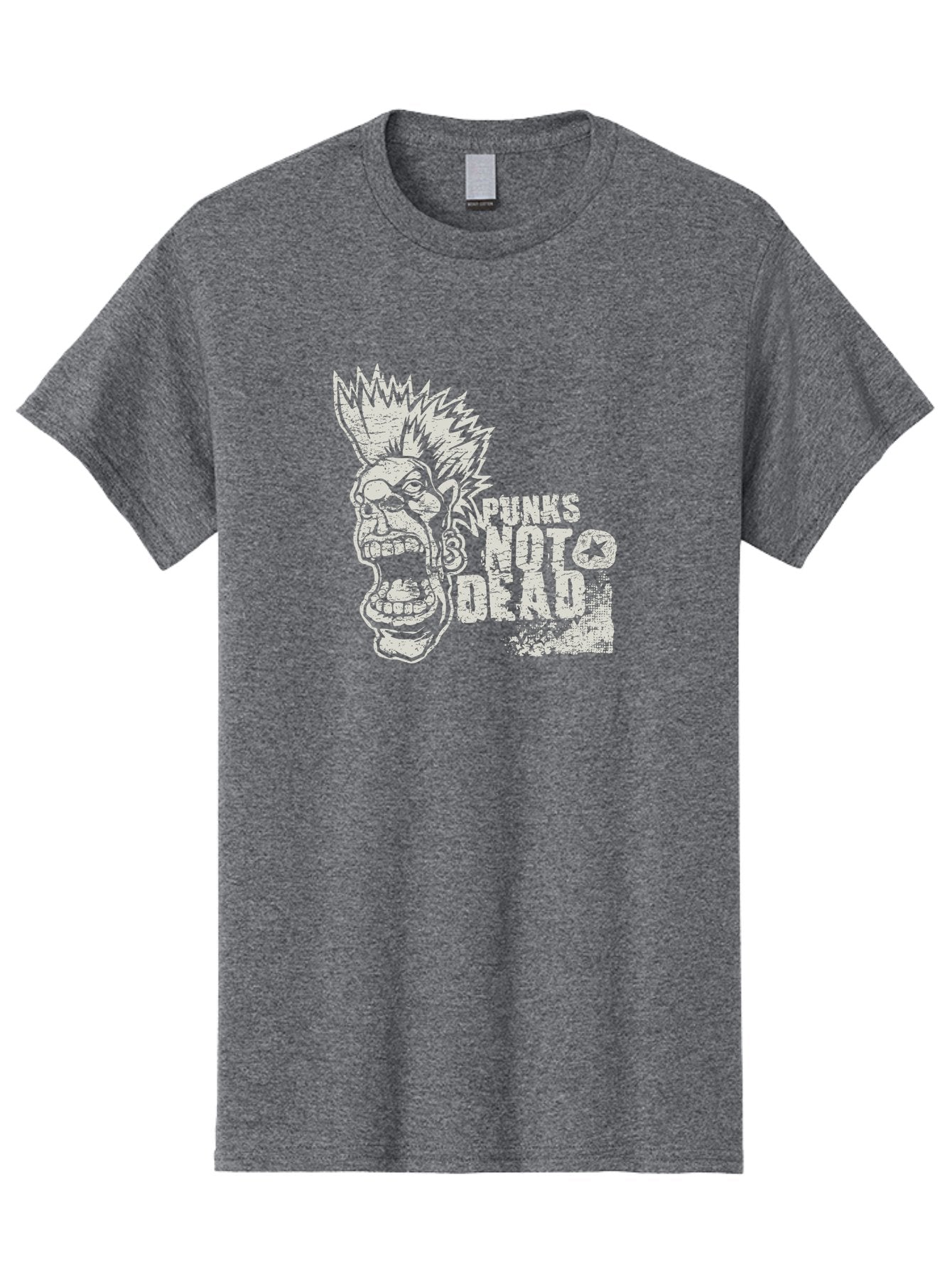 Punks-Not-Dead Men'S Graphic Tee, 100% Cotton, Comfortable Casual Summer Wear, Machine Washable, Punk Rock Illustration, Mohawk Hairstyle, Screaming Face, Punk Not Dead Slogan, Bold Typography, Punk Rebellion, Grunge Aesthetic, Aab970 7