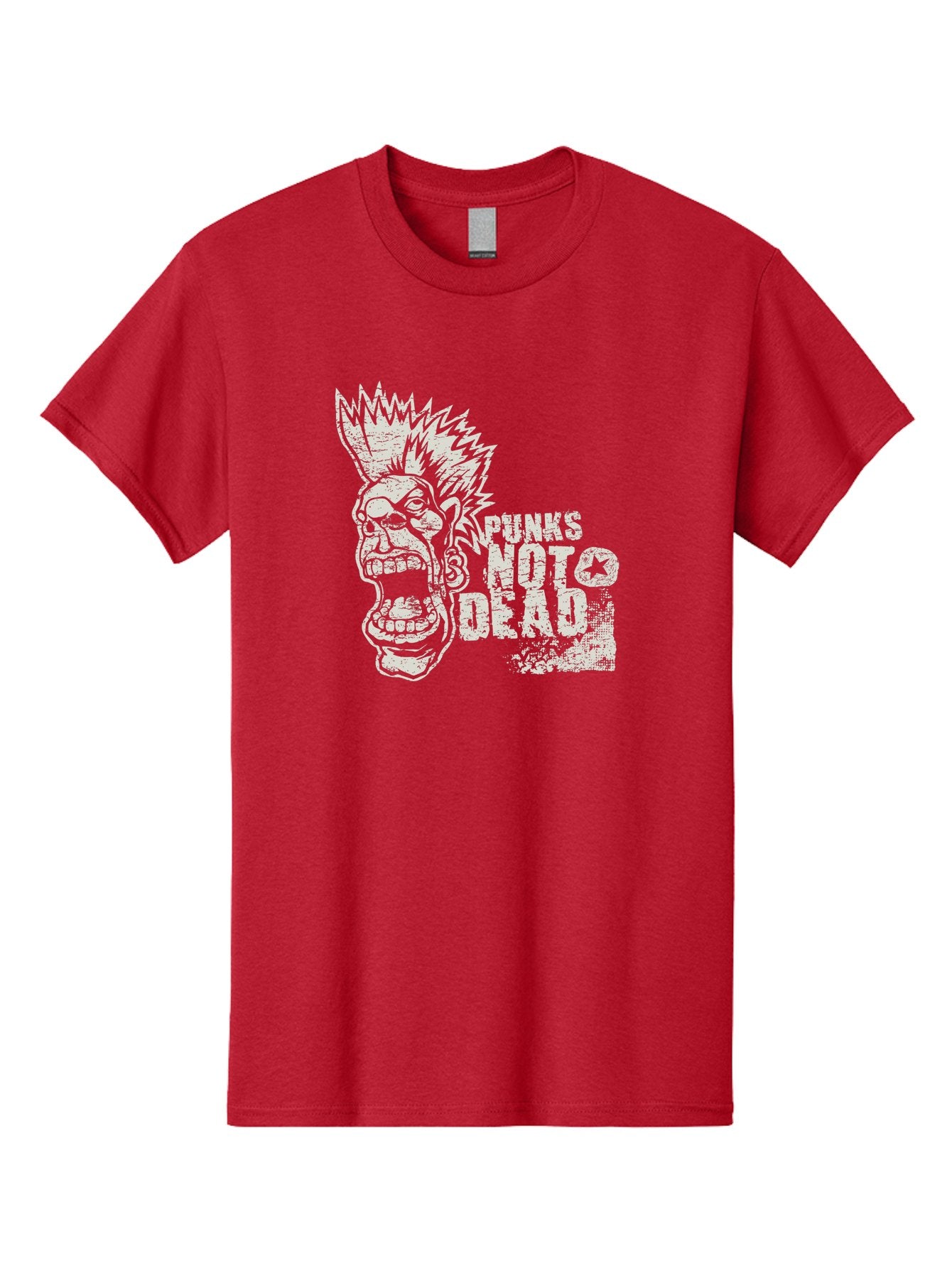 Punks-Not-Dead Men'S Graphic Tee, 100% Cotton, Comfortable Casual Summer Wear, Machine Washable, Punk Rock Illustration, Mohawk Hairstyle, Screaming Face, Punk Not Dead Slogan, Bold Typography, Punk Rebellion, Grunge Aesthetic, Aab970 12