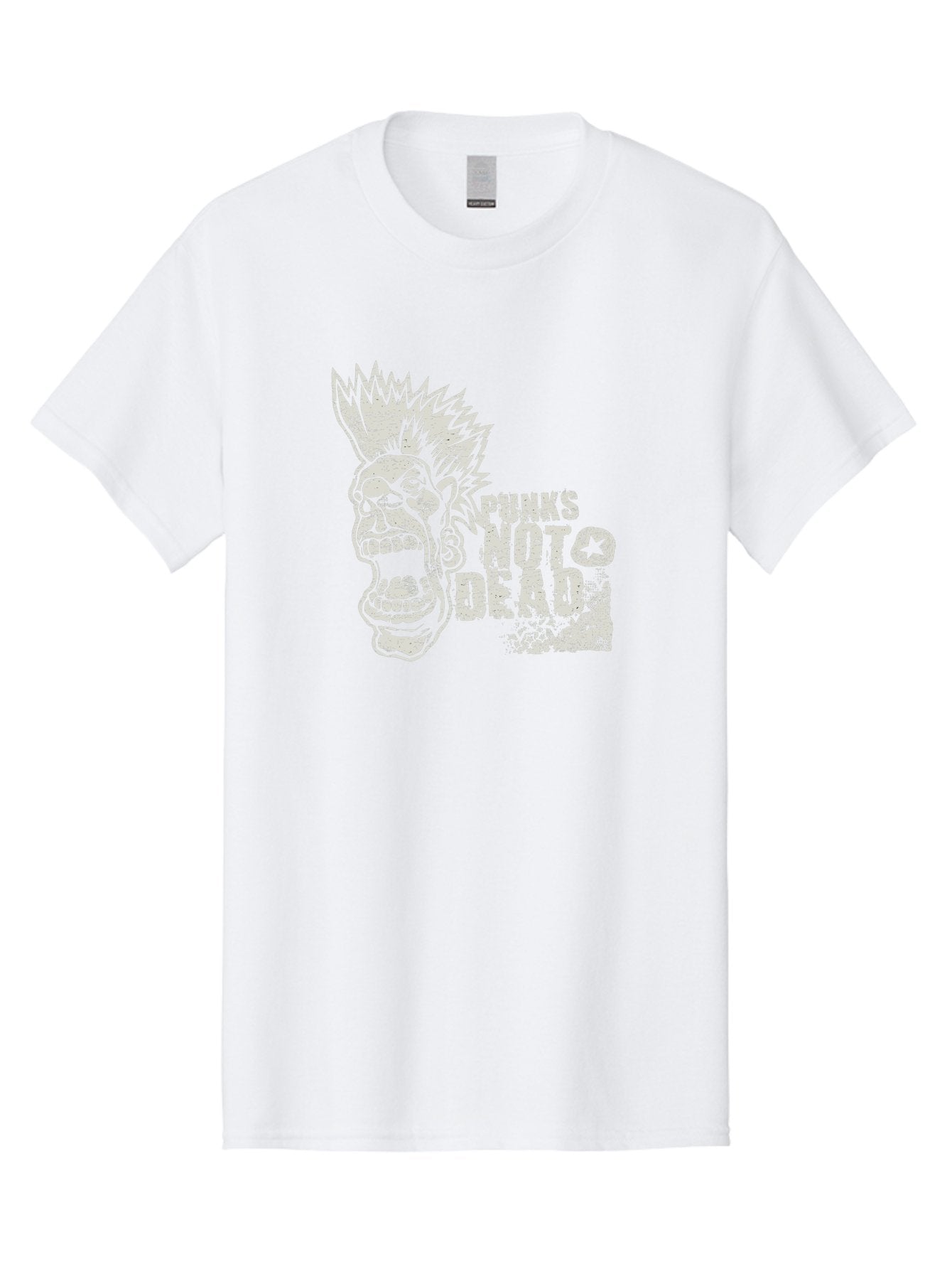 Punks-Not-Dead Men'S Graphic Tee, 100% Cotton, Comfortable Casual Summer Wear, Machine Washable, Punk Rock Illustration, Mohawk Hairstyle, Screaming Face, Punk Not Dead Slogan, Bold Typography, Punk Rebellion, Grunge Aesthetic, Aab970 13