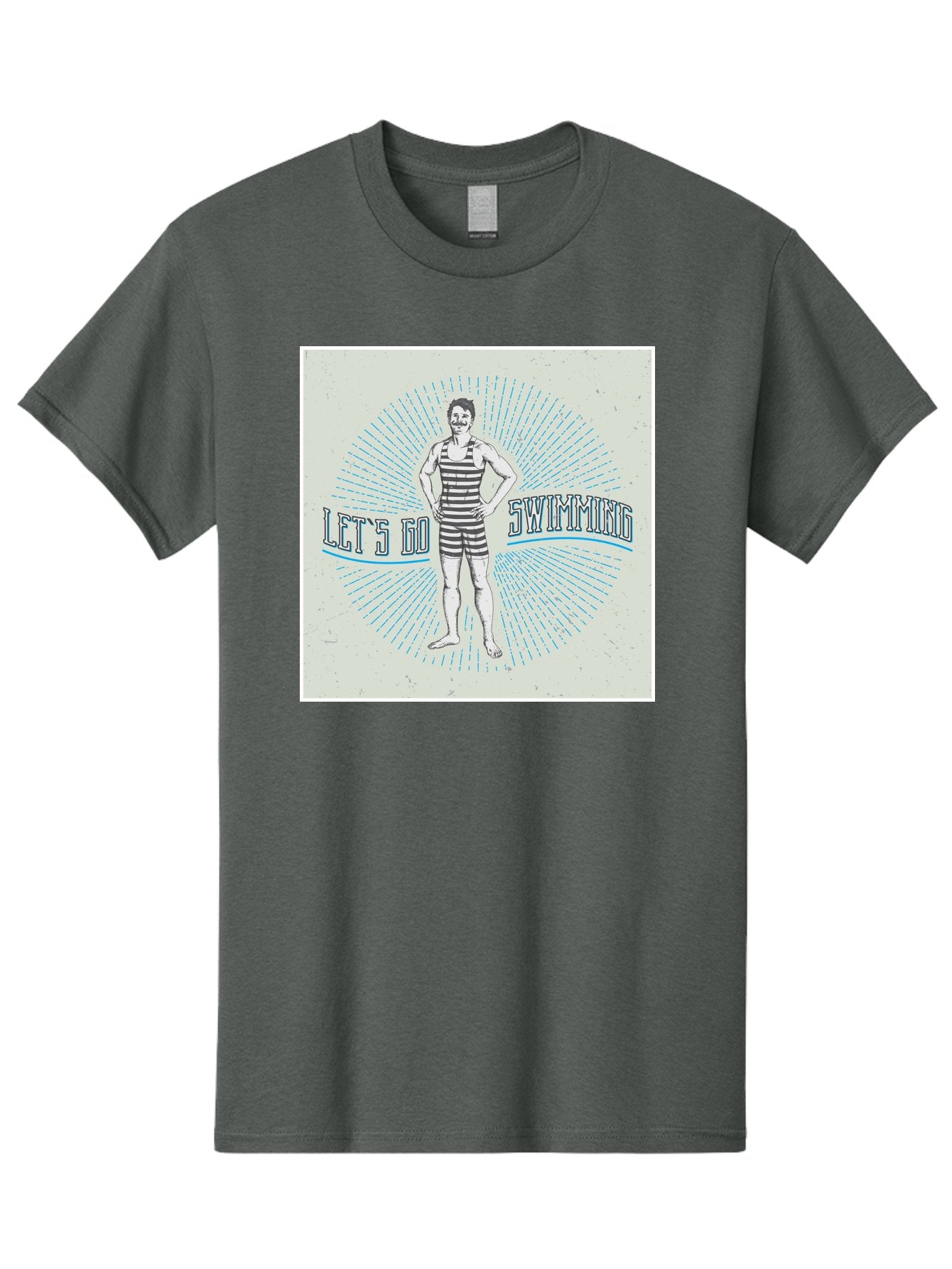 Let-S-Go-Swimming Men'S Graphic Tee, 100% Cotton, Comfortable Casual Summer Wear, Machine Washable, Vintage Swimmer, Retro Style, Black And White Stripes, Swimming Costume, Aquatic Activities, Water Sports, Nostalgic Design, Classic Swimwear, Aab973 9