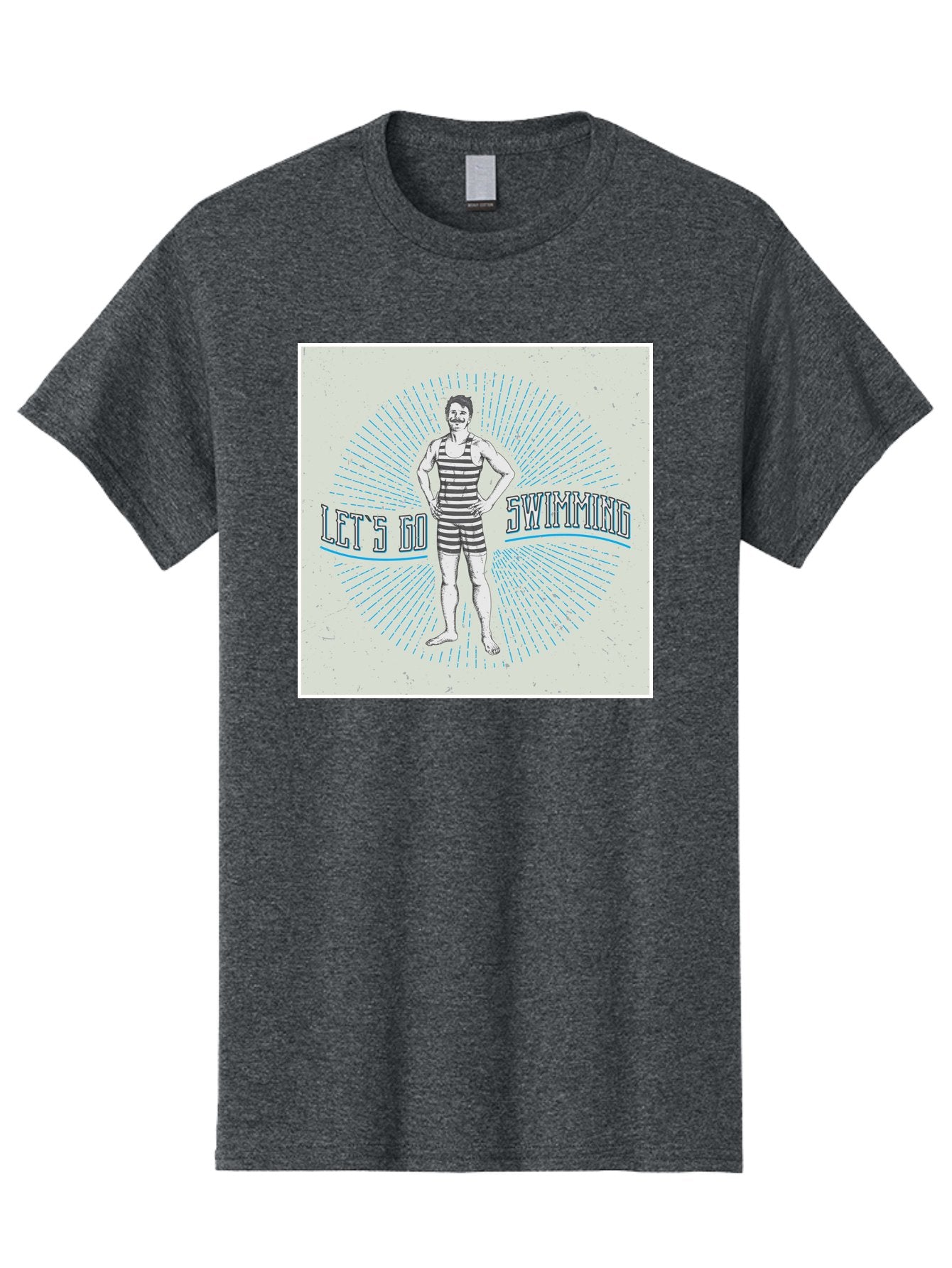 Let-S-Go-Swimming Men'S Graphic Tee, 100% Cotton, Comfortable Casual Summer Wear, Machine Washable, Vintage Swimmer, Retro Style, Black And White Stripes, Swimming Costume, Aquatic Activities, Water Sports, Nostalgic Design, Classic Swimwear, Aab973 12