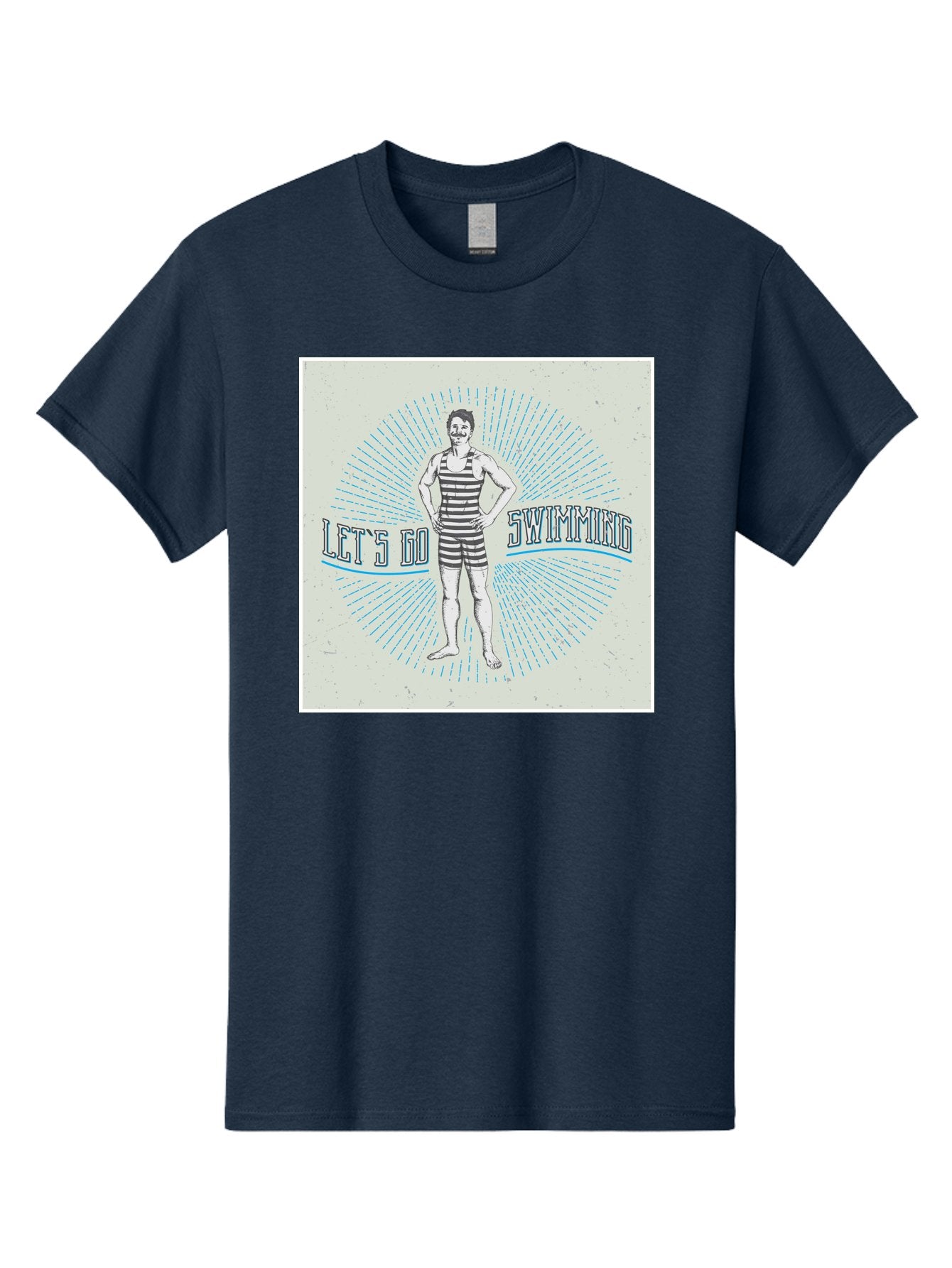 Let-S-Go-Swimming Men'S Graphic Tee, 100% Cotton, Comfortable Casual Summer Wear, Machine Washable, Vintage Swimmer, Retro Style, Black And White Stripes, Swimming Costume, Aquatic Activities, Water Sports, Nostalgic Design, Classic Swimwear, Aab973 5
