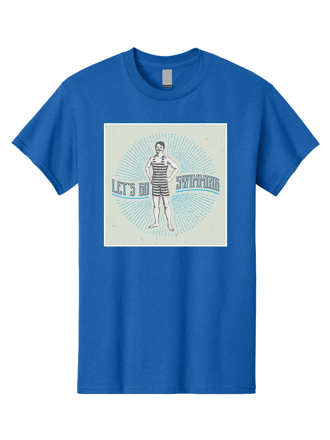 Let-S-Go-Swimming Men'S Graphic Tee, 100% Cotton, Comfortable Casual Summer Wear, Machine Washable, Vintage Swimmer, Retro Style, Black And White Stripes, Swimming Costume, Aquatic Activities, Water Sports, Nostalgic Design, Classic Swimwear, Aab973 14