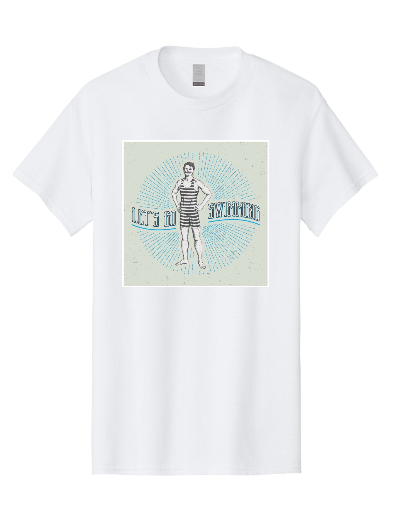 Let-S-Go-Swimming Men'S Graphic Tee, 100% Cotton, Comfortable Casual Summer Wear, Machine Washable, Vintage Swimmer, Retro Style, Black And White Stripes, Swimming Costume, Aquatic Activities, Water Sports, Nostalgic Design, Classic Swimwear, Aab973 8