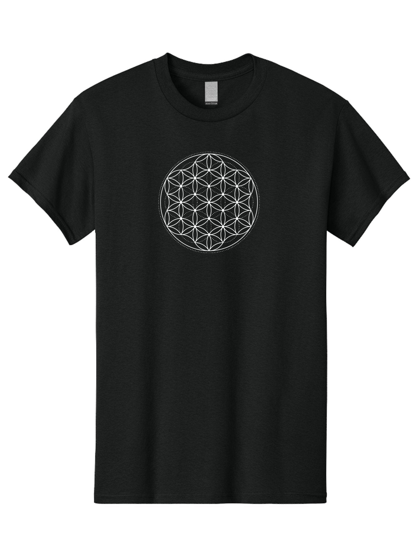 Flower-Of-Life-1 Men'S Graphic Tee, 100% Cotton, Comfortable Casual Summer Wear, Machine Washable, Sacred Geometry, Flower Of Life, Spiritual Symbol, Mystical Pattern, Geometric Design, Harmony, Balance, Unity Aab980 5