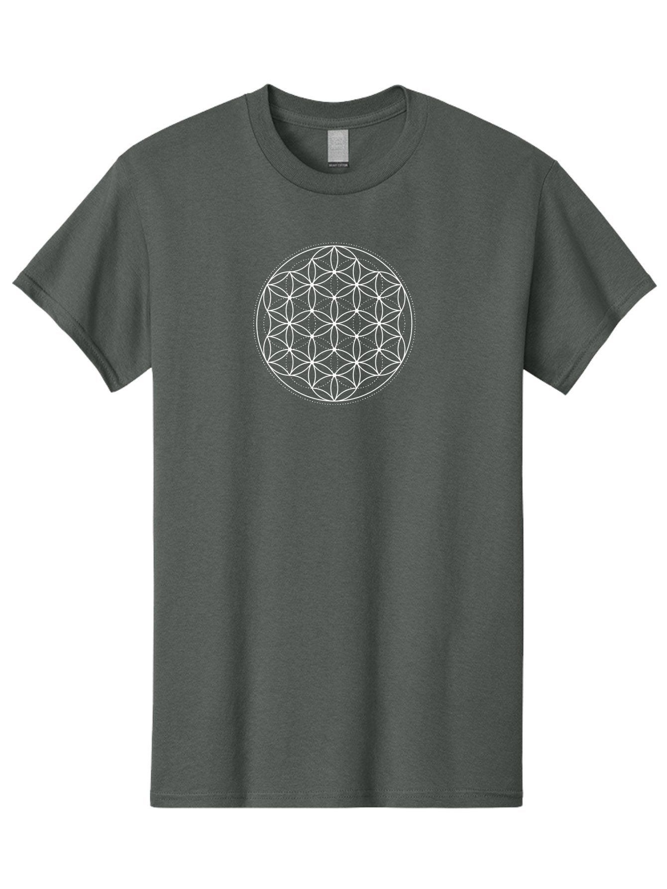 Flower-Of-Life-1 Men'S Graphic Tee, 100% Cotton, Comfortable Casual Summer Wear, Machine Washable, Sacred Geometry, Flower Of Life, Spiritual Symbol, Mystical Pattern, Geometric Design, Harmony, Balance, Unity Aab980 10