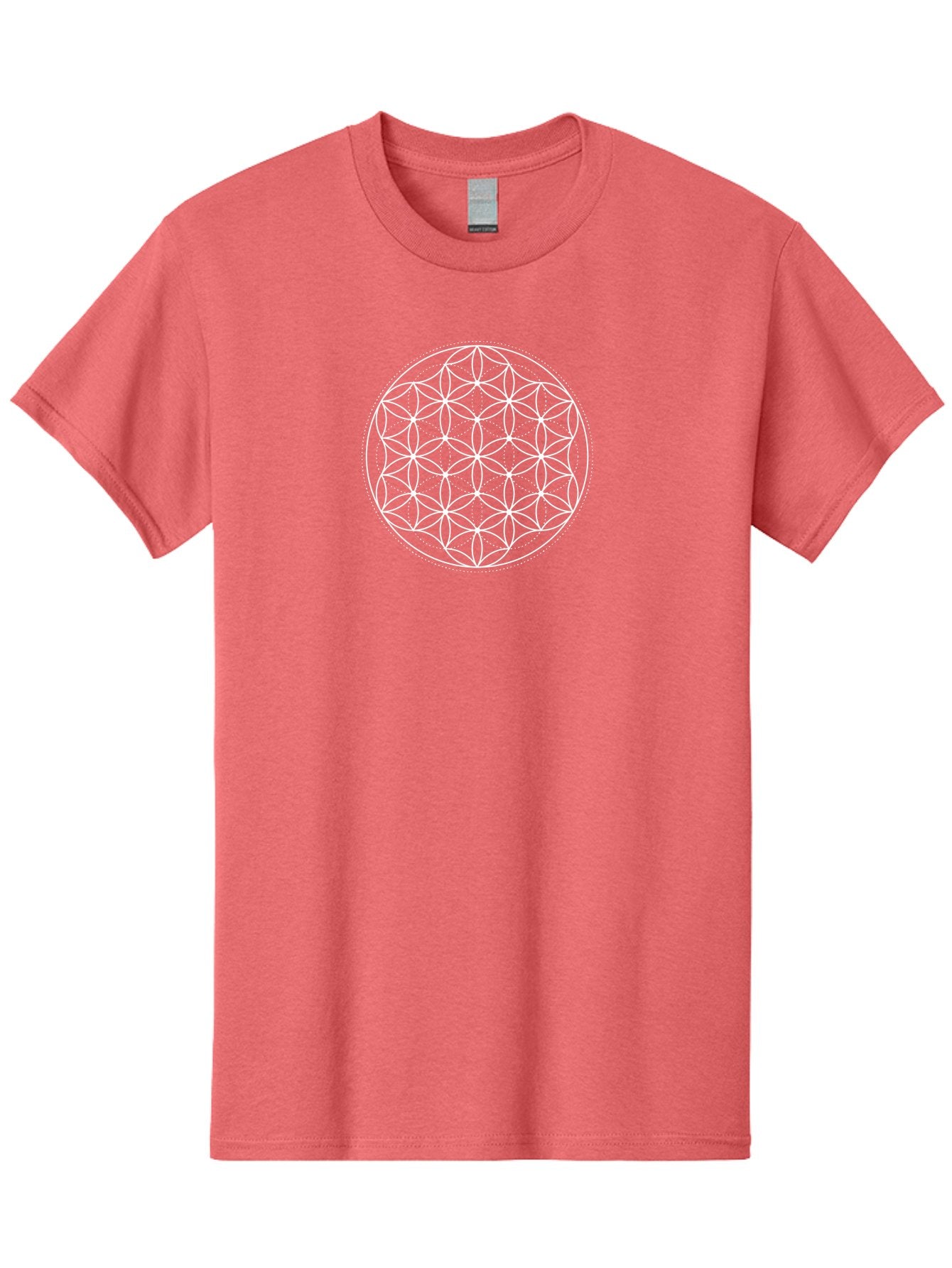 Flower-Of-Life-1 Men'S Graphic Tee, 100% Cotton, Comfortable Casual Summer Wear, Machine Washable, Sacred Geometry, Flower Of Life, Spiritual Symbol, Mystical Pattern, Geometric Design, Harmony, Balance, Unity Aab980