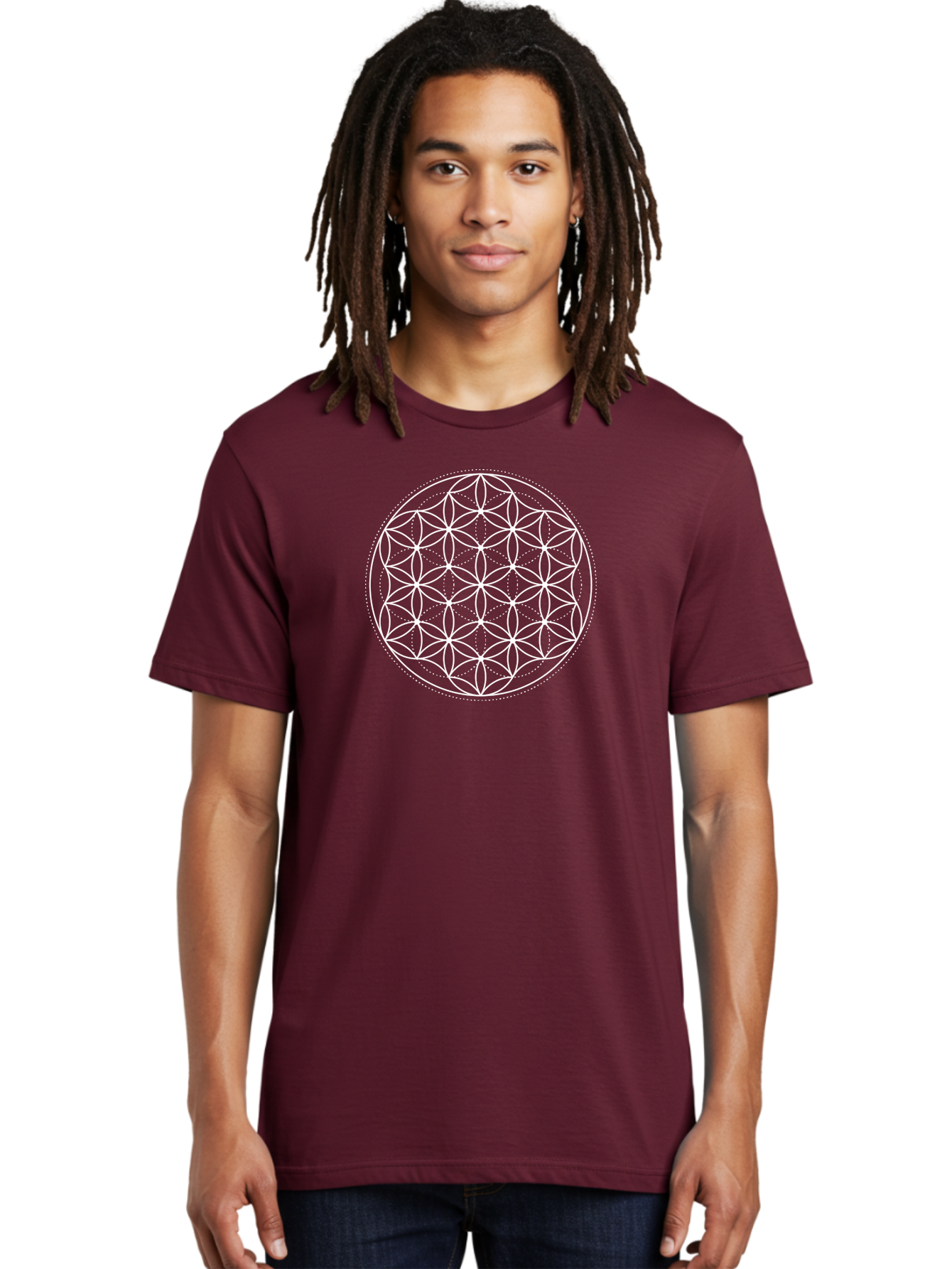 Flower-Of-Life-1 Men'S Graphic Tee, 100% Cotton, Comfortable Casual Summer Wear, Machine Washable, Sacred Geometry, Flower Of Life, Spiritual Symbol, Mystical Pattern, Geometric Design, Harmony, Balance, Unity Aab980 8