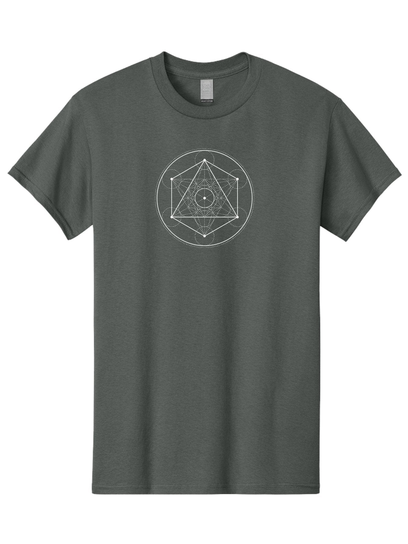 Geometric-Shape-2 Men'S Graphic Tee, 100% Cotton, Comfortable Casual Summer Wear, Machine Washable, Sacred Geometry, Geometric Shapes, Triangle, Circle, Spiritual Symbols, Mystical Patterns, White Lines, Dotted Lines, Spiritual Significance, Aab984 13