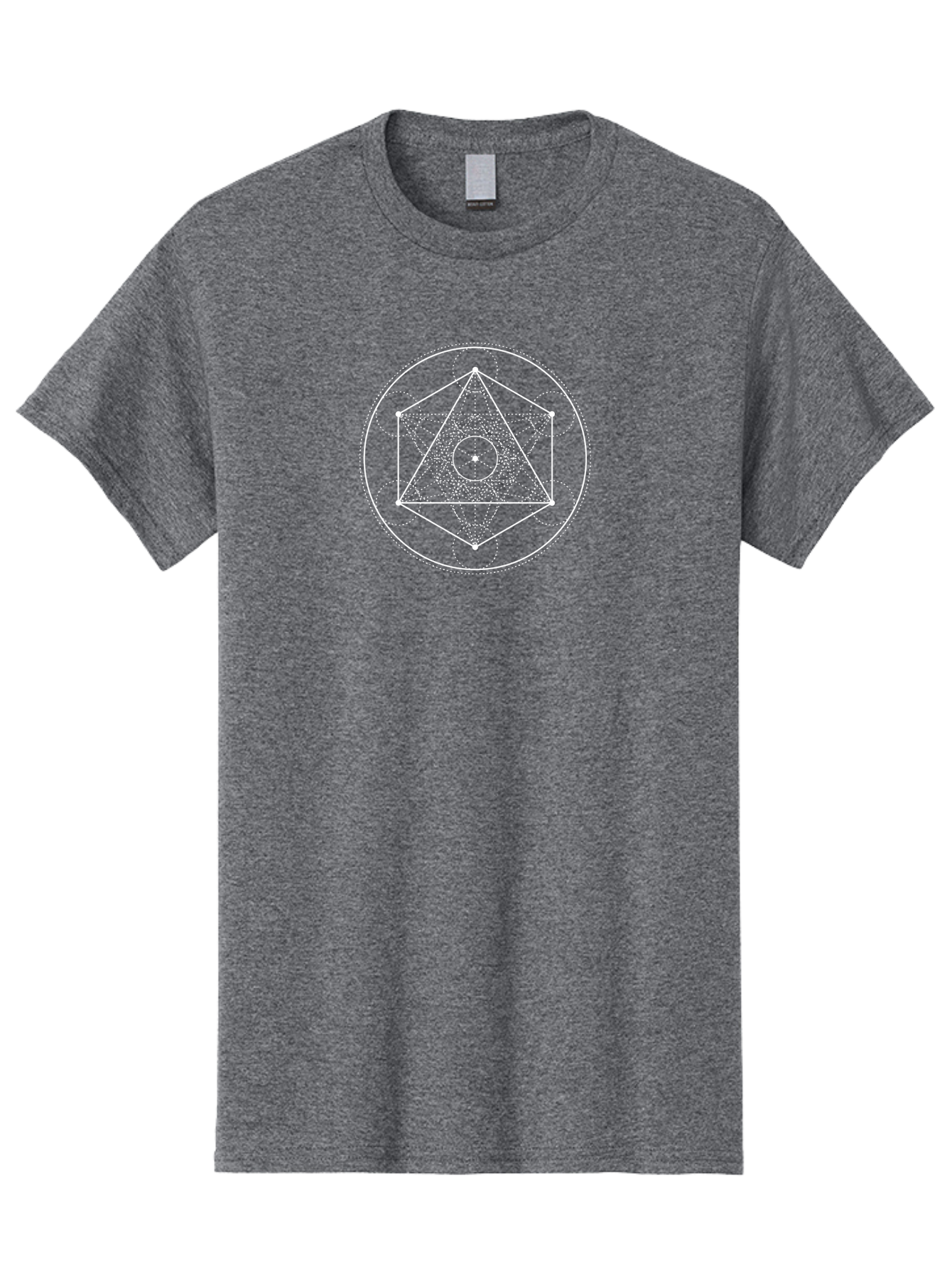 Geometric-Shape-2 Men'S Graphic Tee, 100% Cotton, Comfortable Casual Summer Wear, Machine Washable, Sacred Geometry, Geometric Shapes, Triangle, Circle, Spiritual Symbols, Mystical Patterns, White Lines, Dotted Lines, Spiritual Significance, Aab984 3