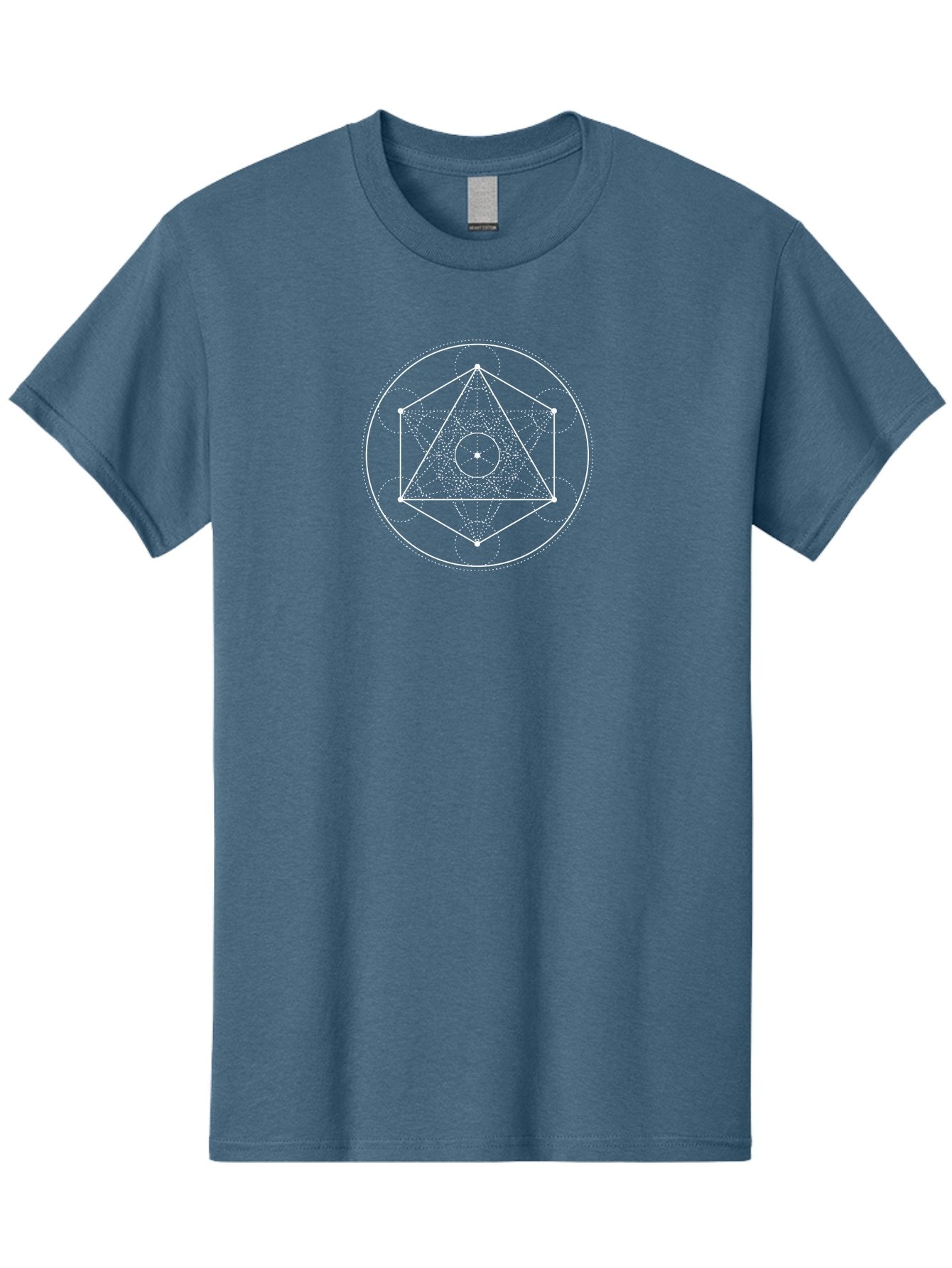Geometric-Shape-2 Men'S Graphic Tee, 100% Cotton, Comfortable Casual Summer Wear, Machine Washable, Sacred Geometry, Geometric Shapes, Triangle, Circle, Spiritual Symbols, Mystical Patterns, White Lines, Dotted Lines, Spiritual Significance, Aab984 3