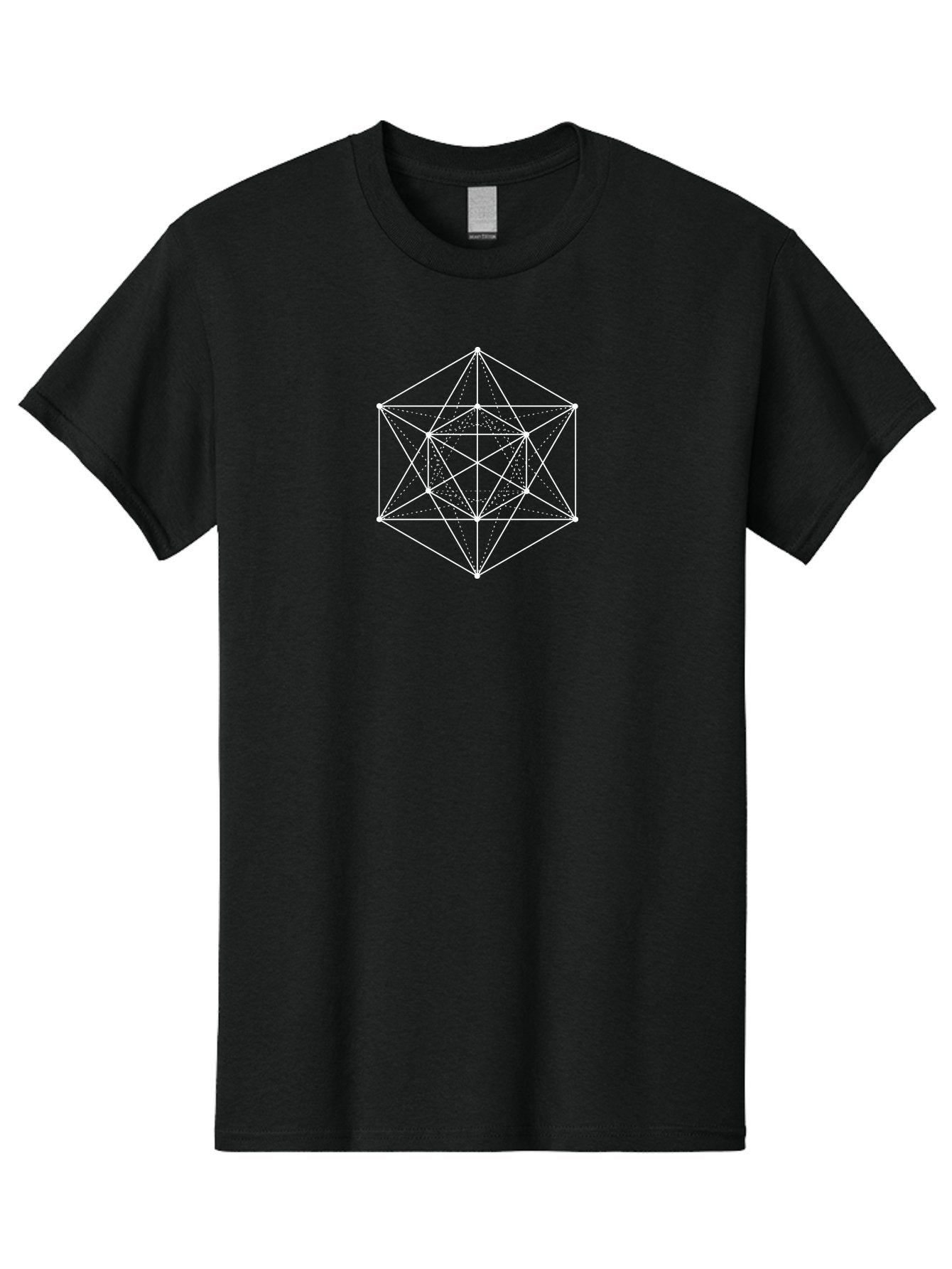 Geometric-Shape Men'S Graphic Tee, 100% Cotton, Comfortable Casual Summer Wear, Machine Washable, Geometric Shape, Complex Pattern, Interconnected Lines, Symmetrical Design, White Lines, Sacred Geometry, Intricate Details Aab985 13